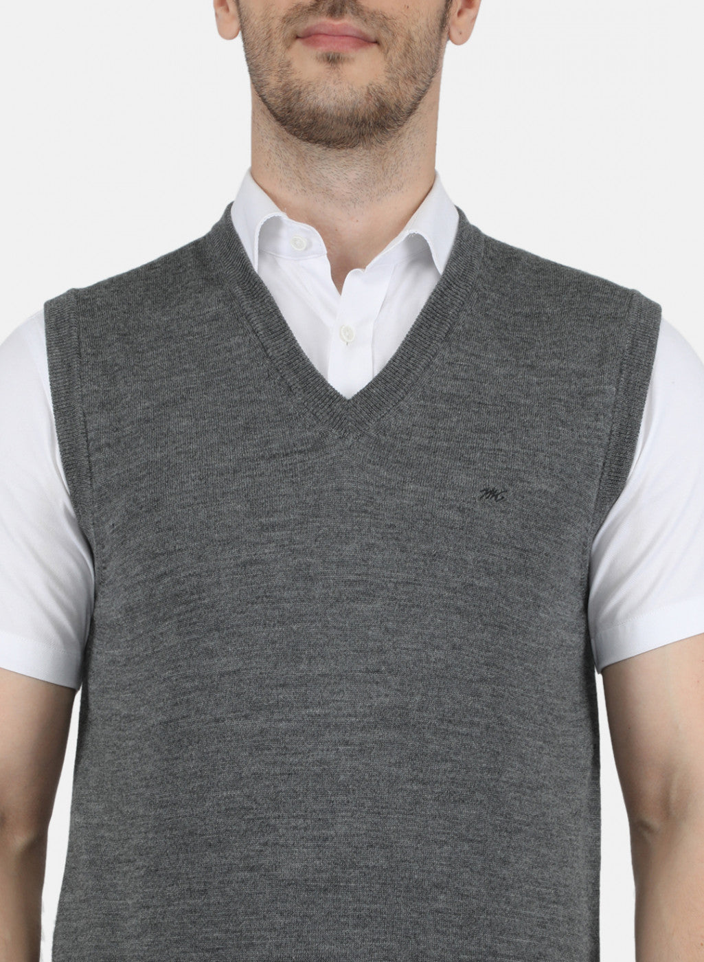 Men Grey Solid Sweater