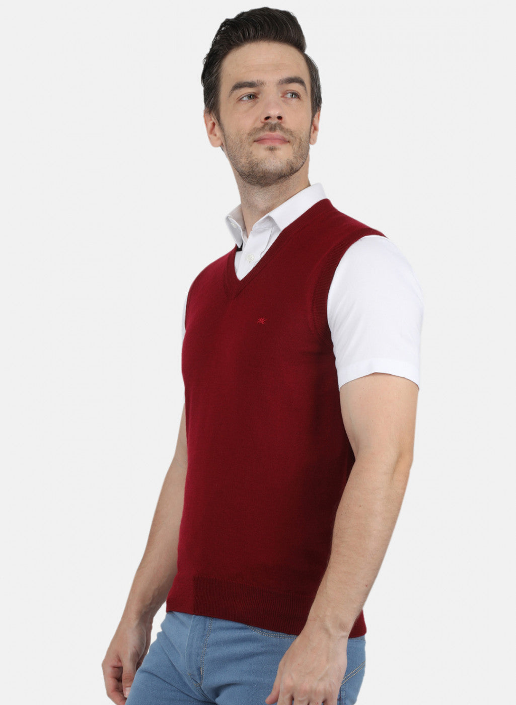 Men Maroon Solid Sweater