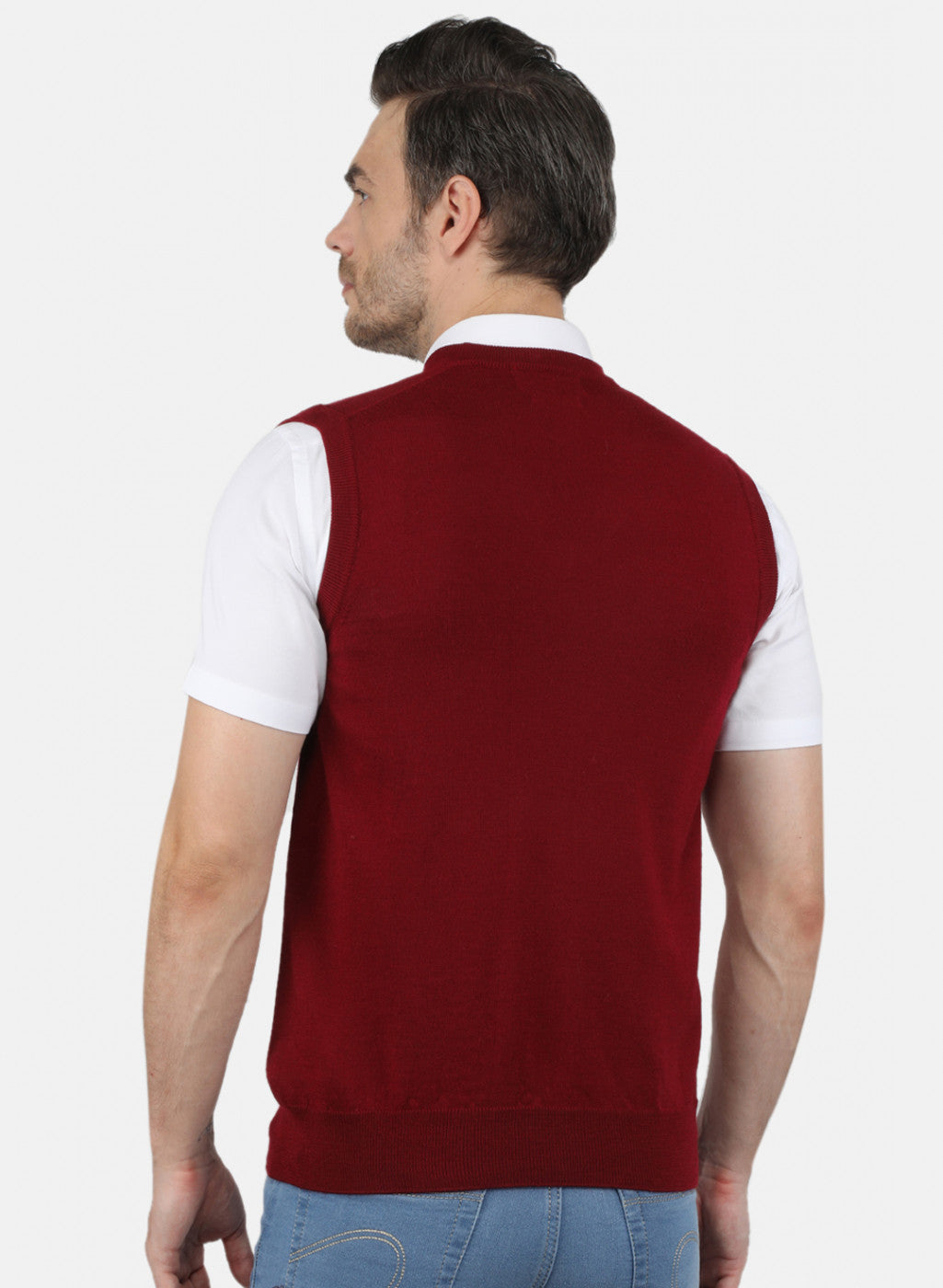 Men Maroon Solid Sweater