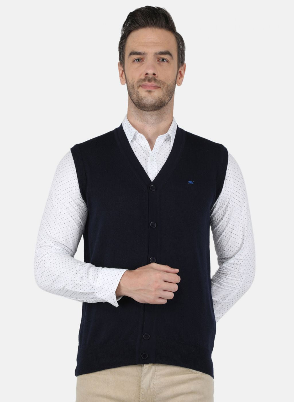 Men NAvy Blue Solid Cardigan