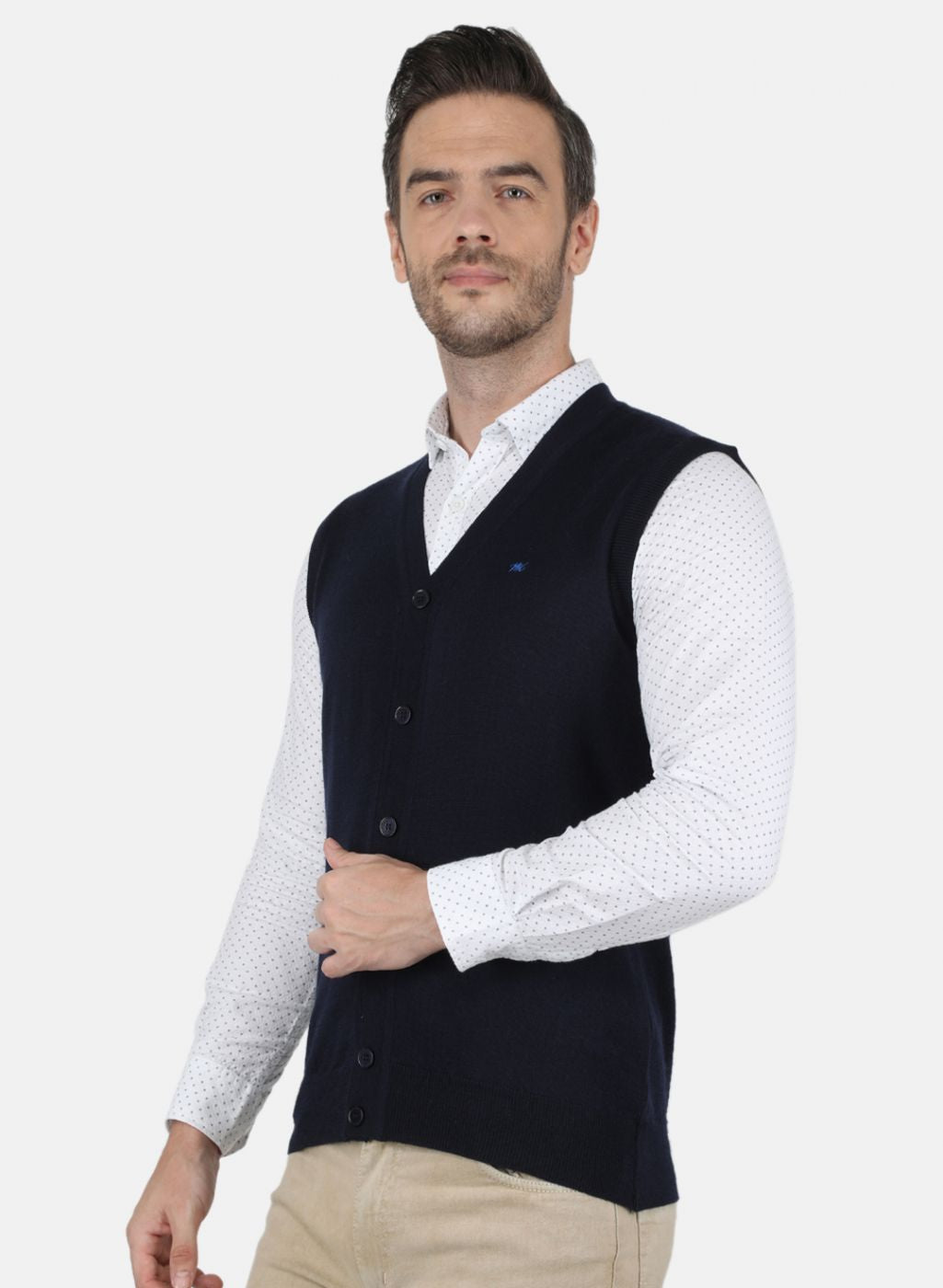 Men NAvy Blue Solid Cardigan