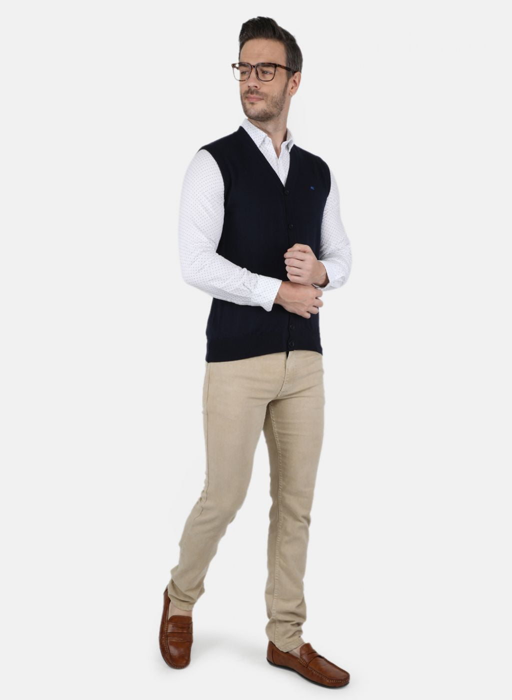 Men NAvy Blue Solid Cardigan