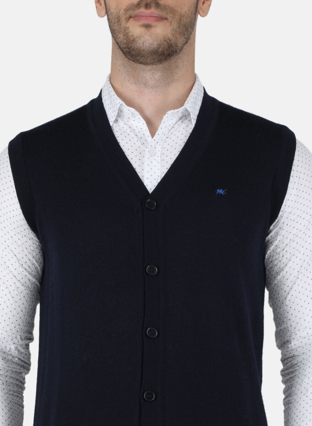 Men NAvy Blue Solid Cardigan