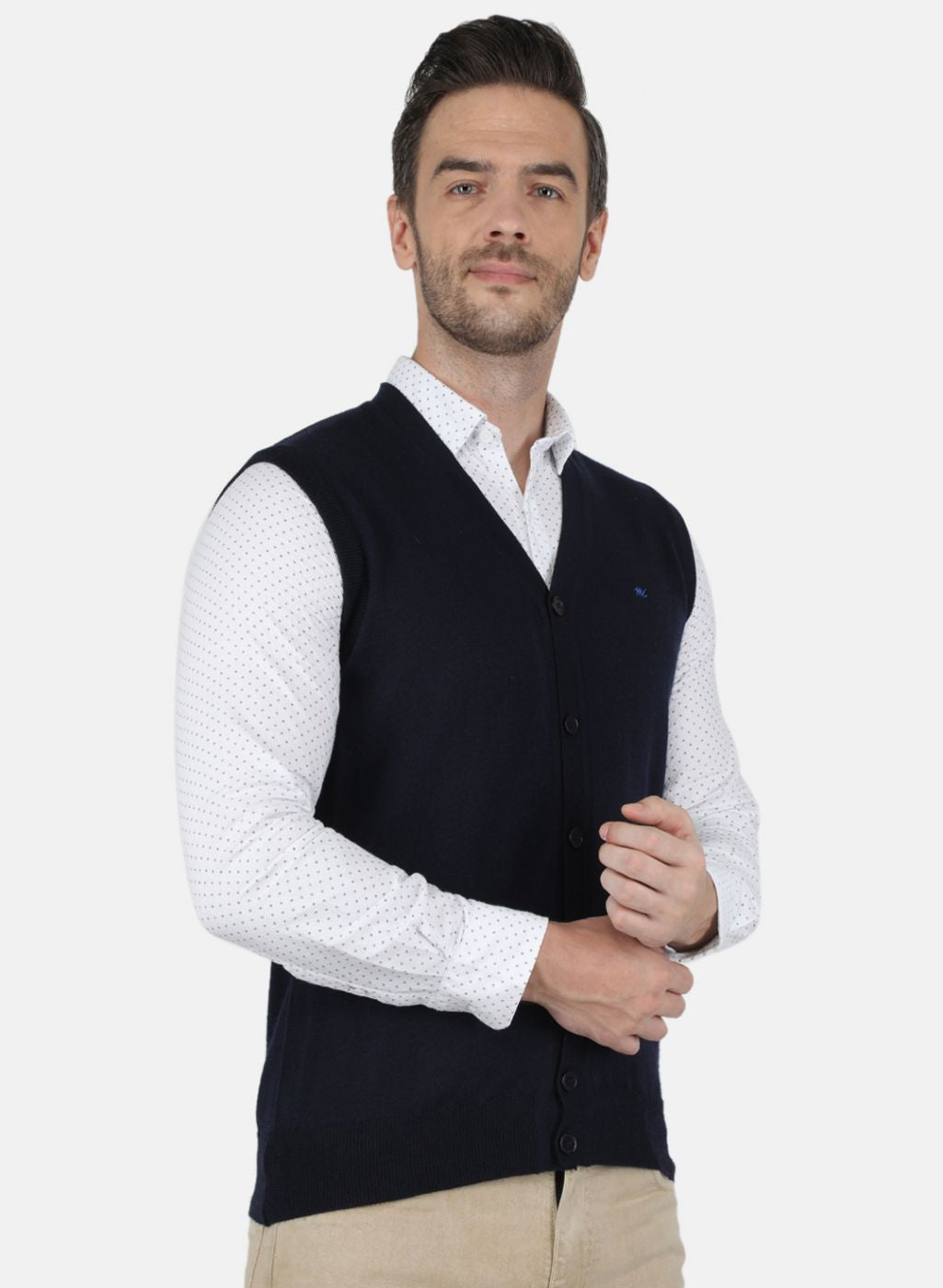 Men NAvy Blue Solid Cardigan