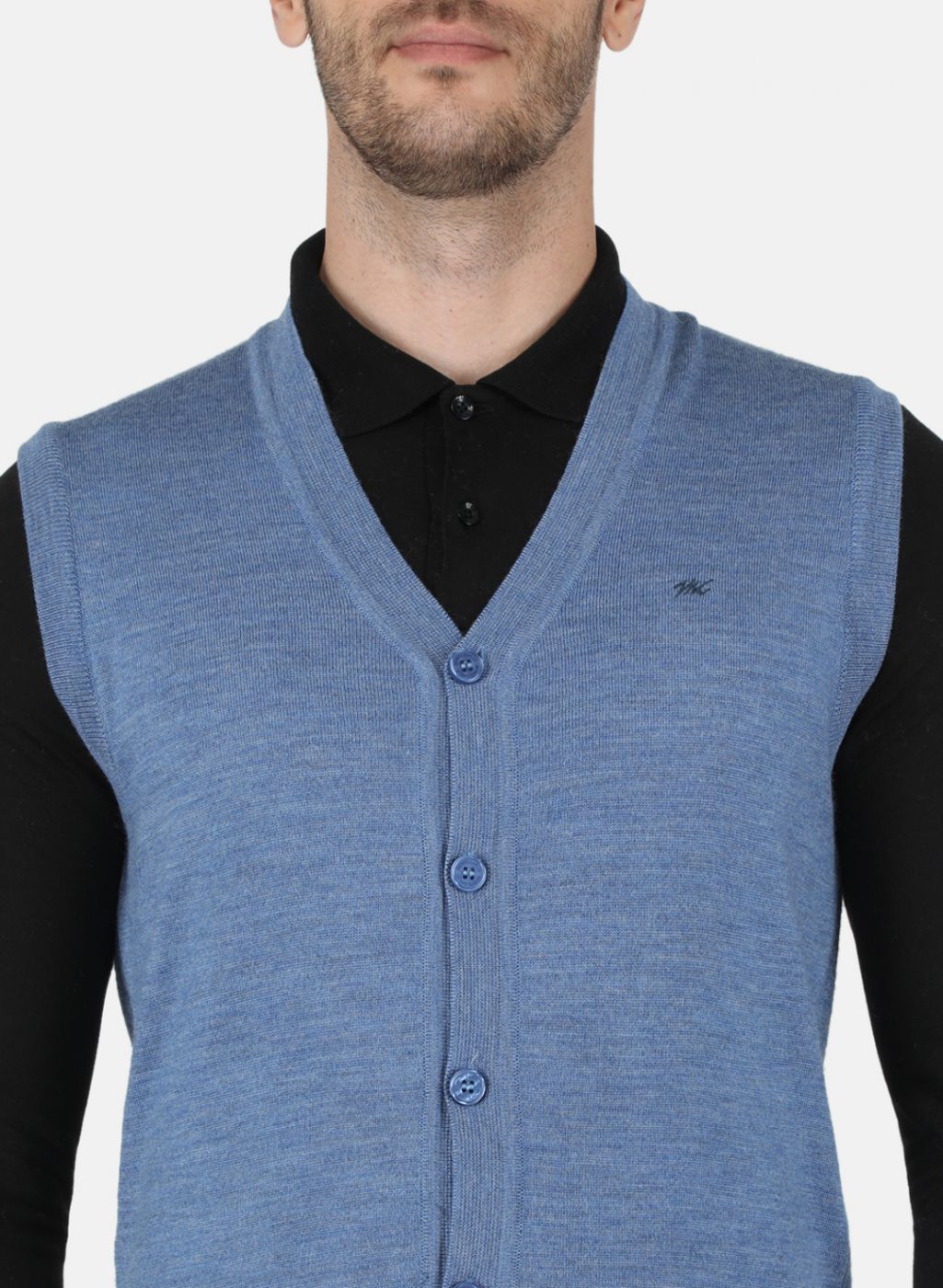 Men Blue Solid Cardigan