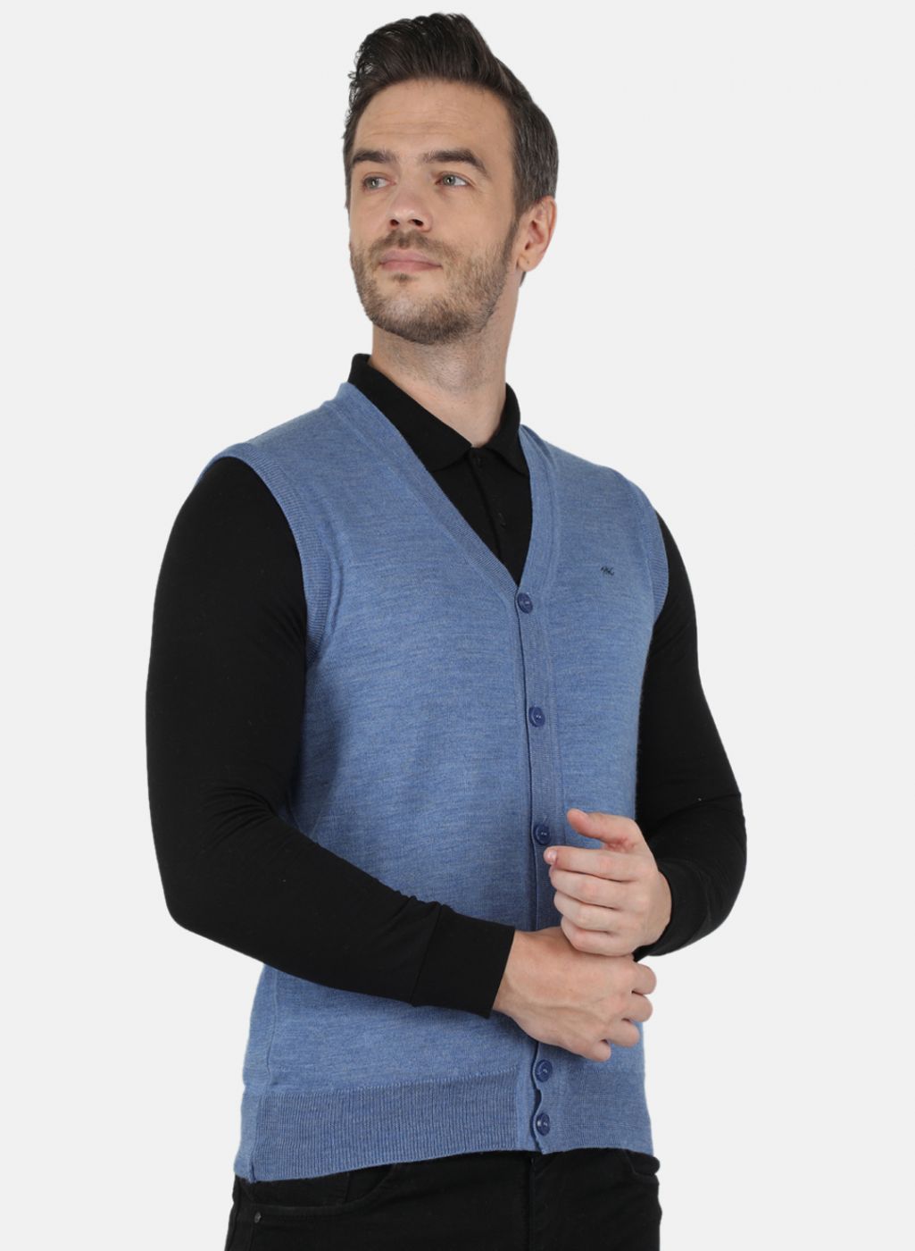 Men Blue Solid Cardigan