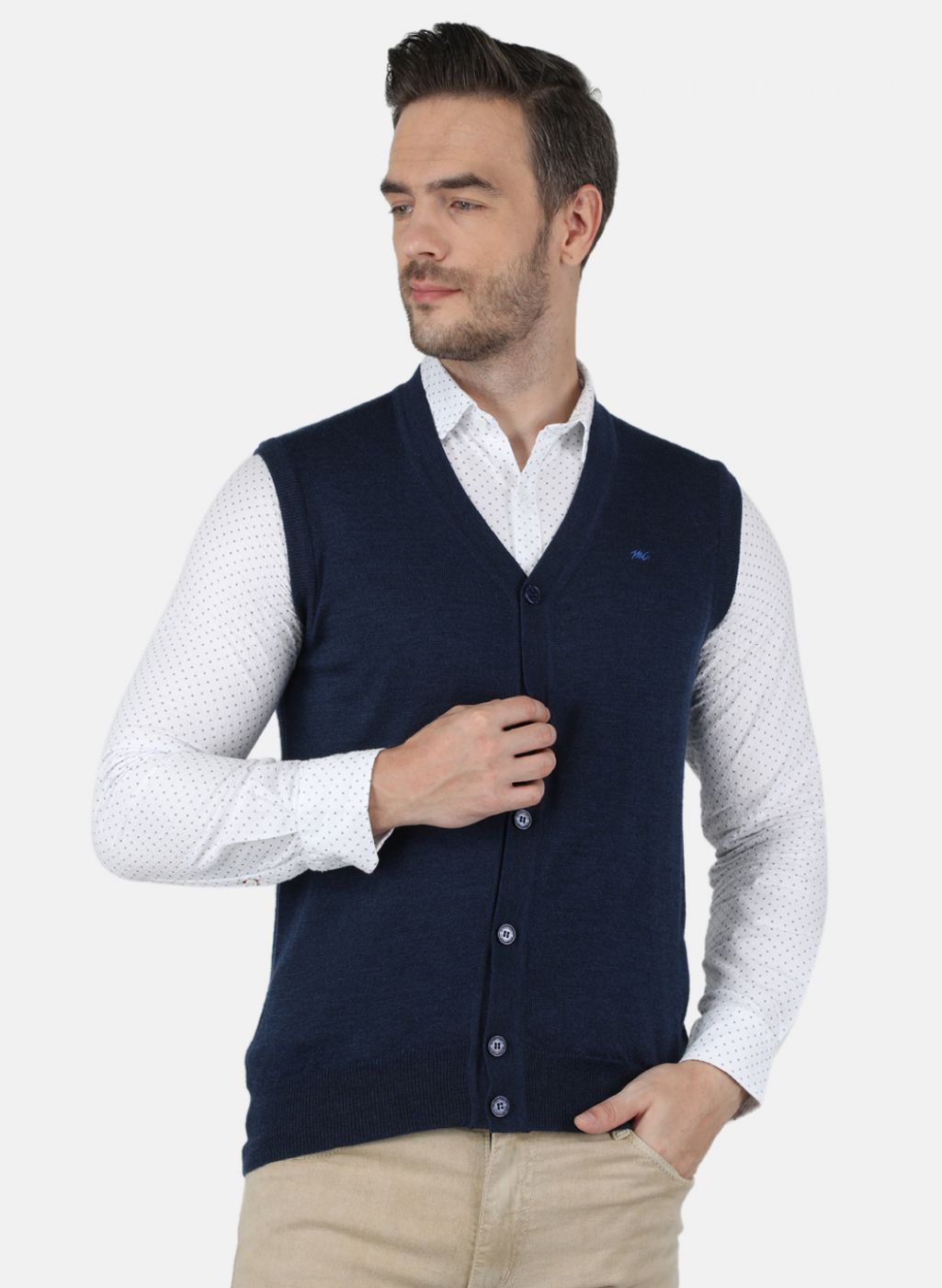 Men NAvy Blue Solid Cardigan