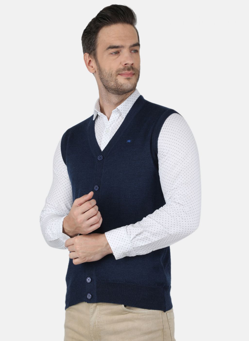 Men NAvy Blue Solid Cardigan