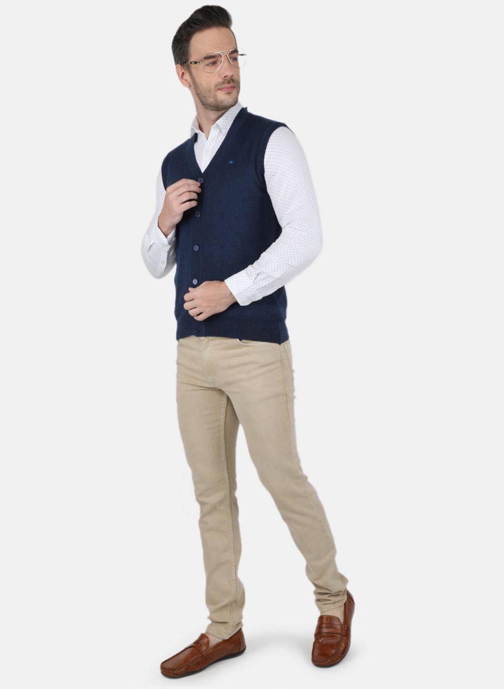 Men NAvy Blue Solid Cardigan