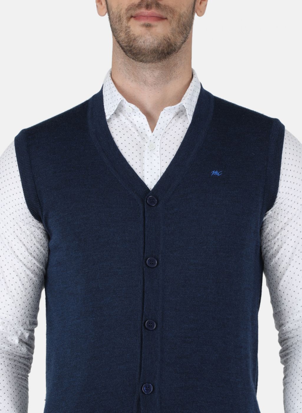 Men NAvy Blue Solid Cardigan