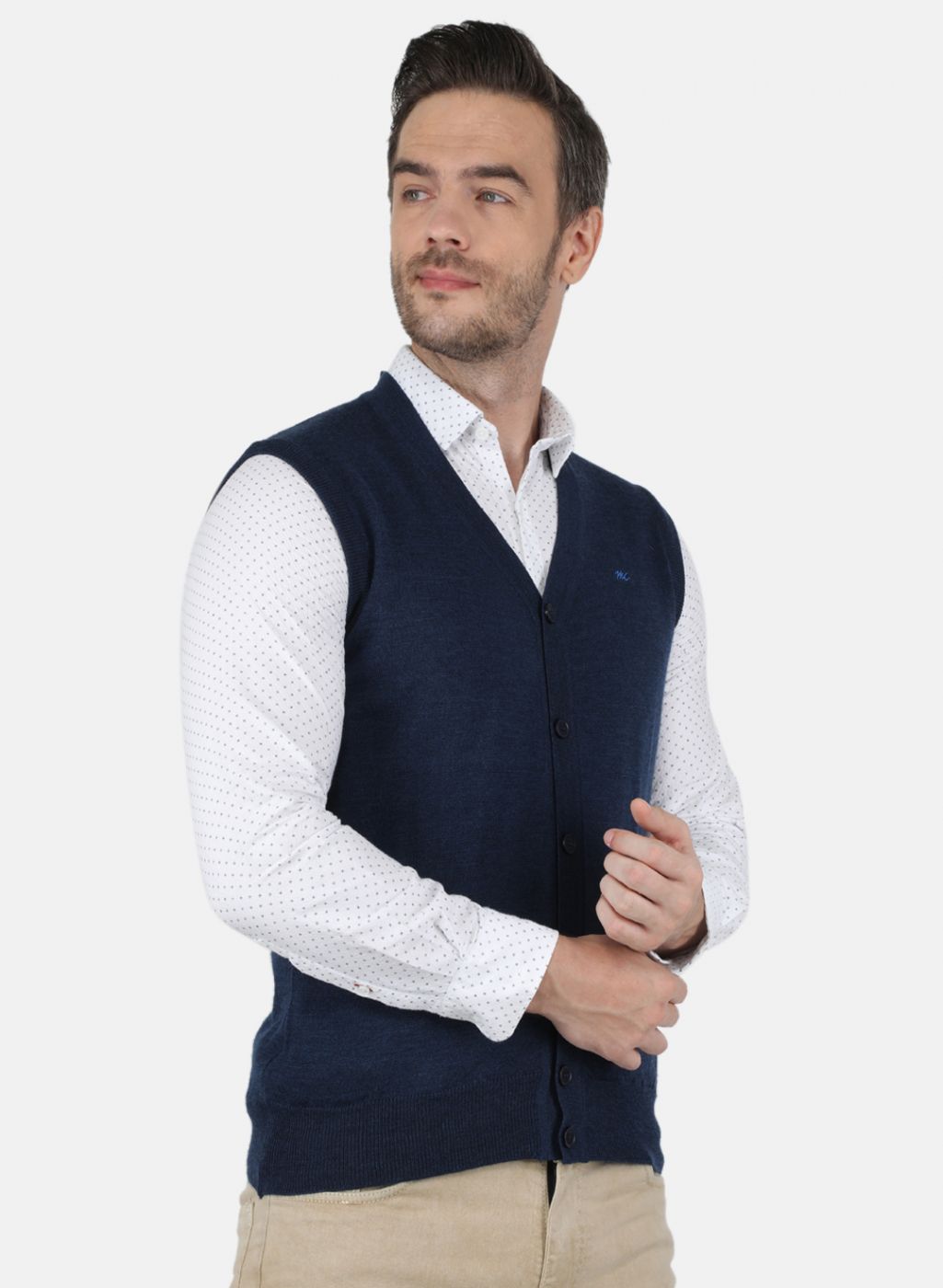 Men NAvy Blue Solid Cardigan