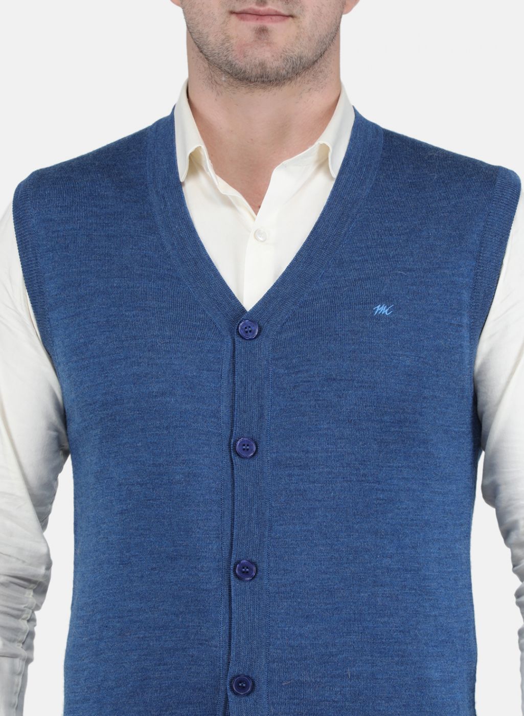 Men Blue Solid Cardigan