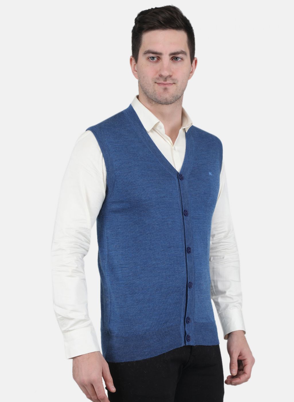 Men Blue Solid Cardigan