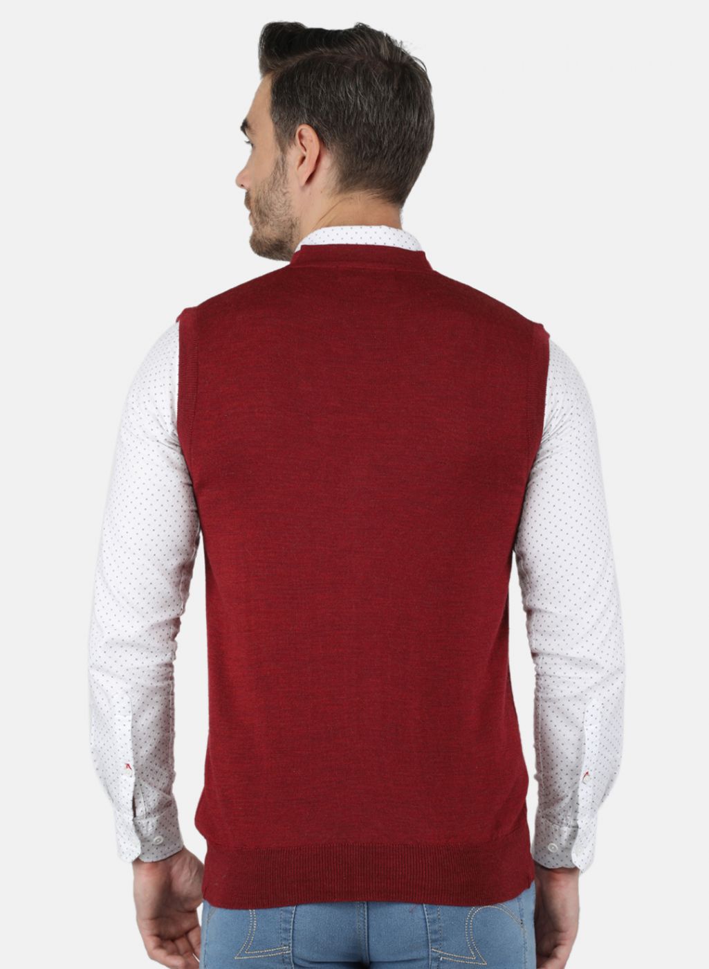 Men Maroon Solid Cardigan