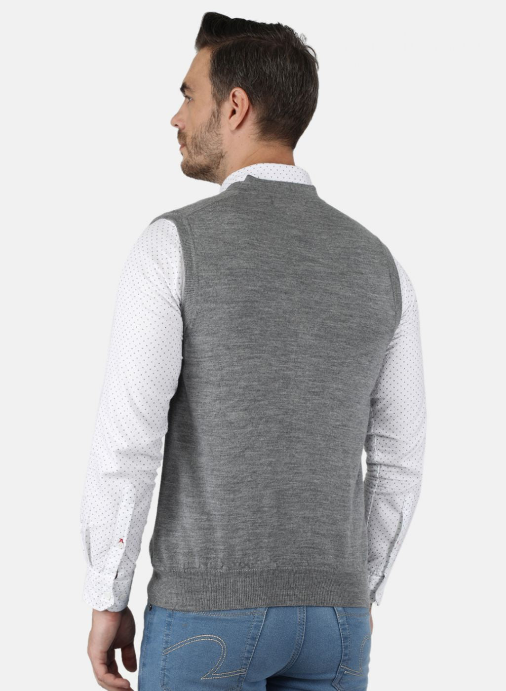 Men Grey Solid Cardigan