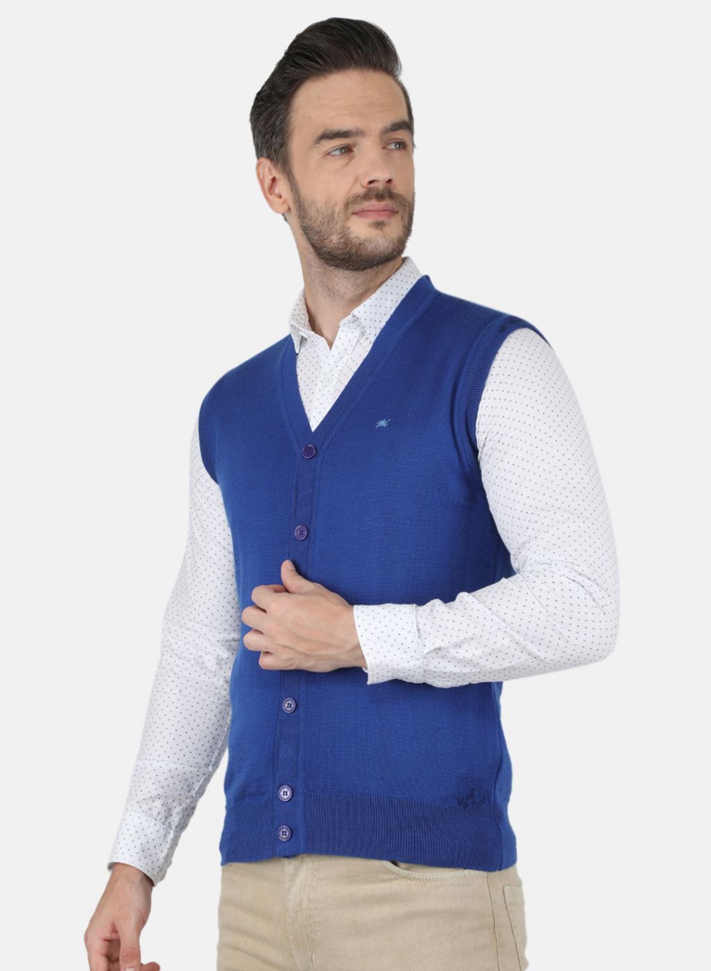 Men Blue Solid Cardigan