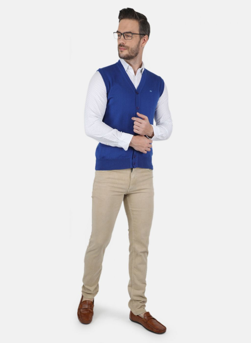 Men Blue Solid Cardigan