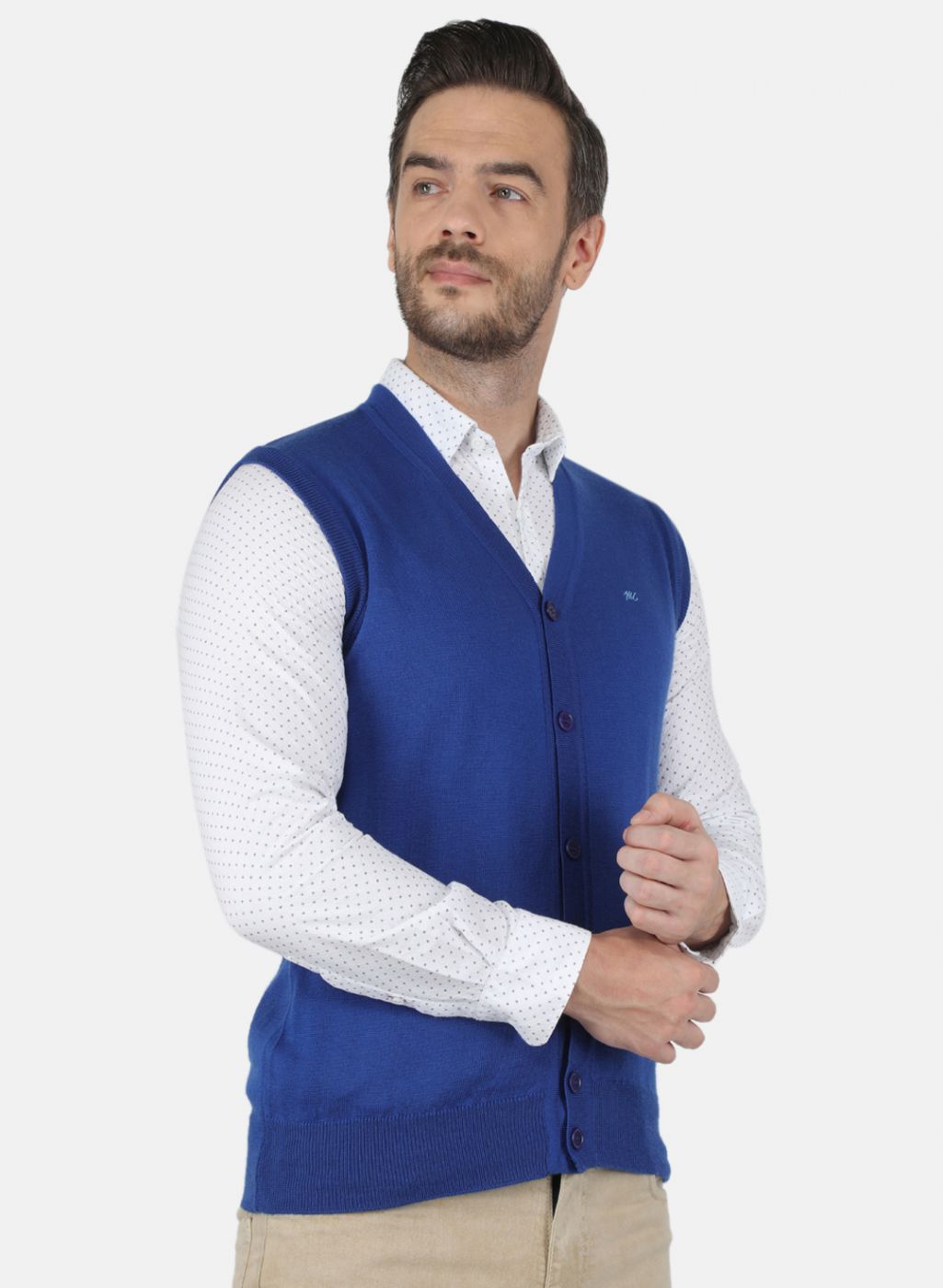 Men Blue Solid Cardigan