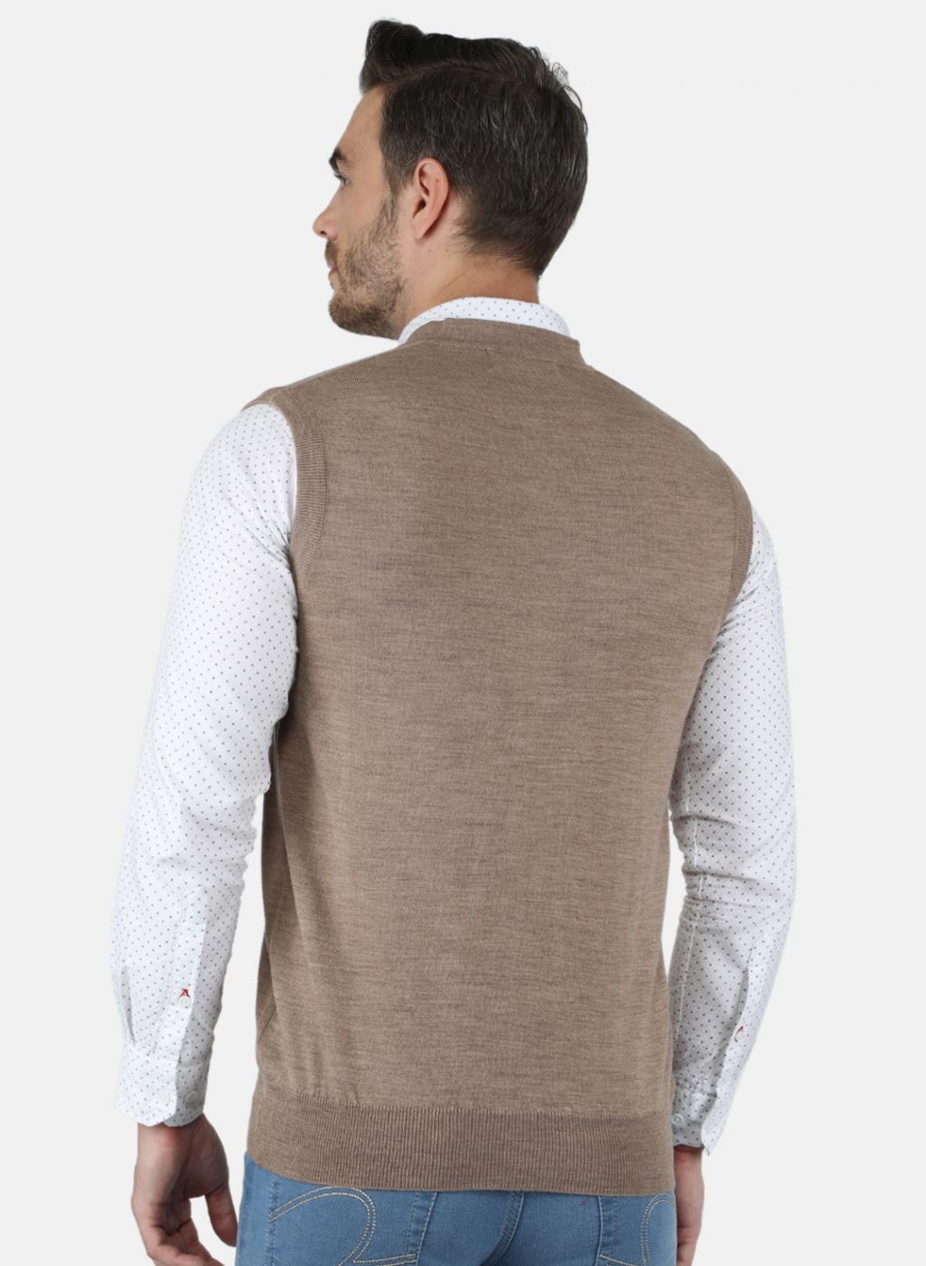 Men Beige Solid Cardigan