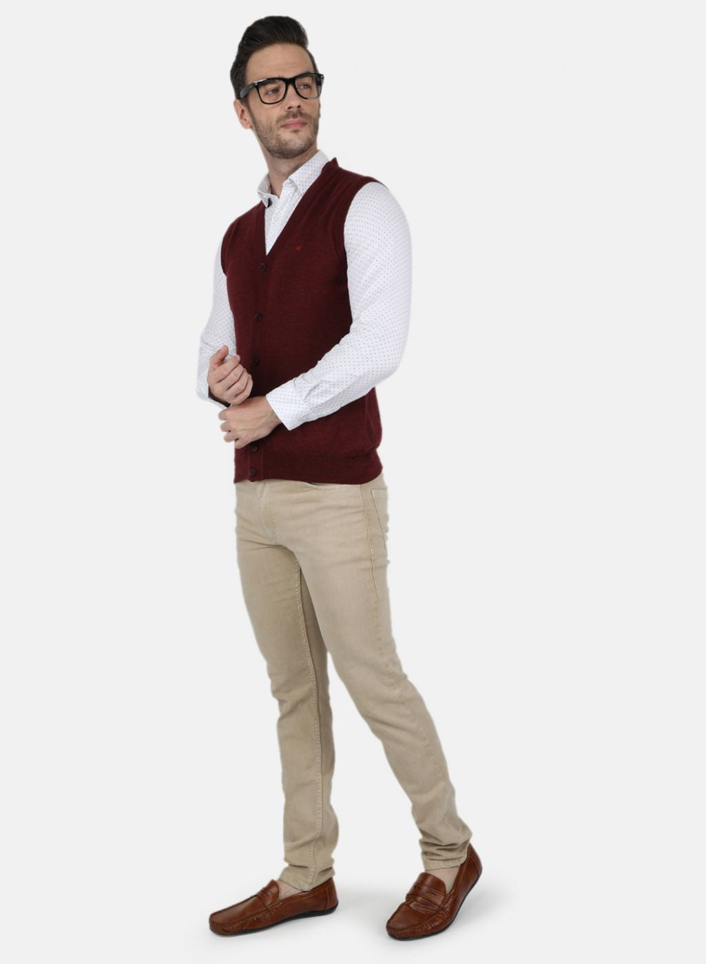 Men Purple Solid Cardigan