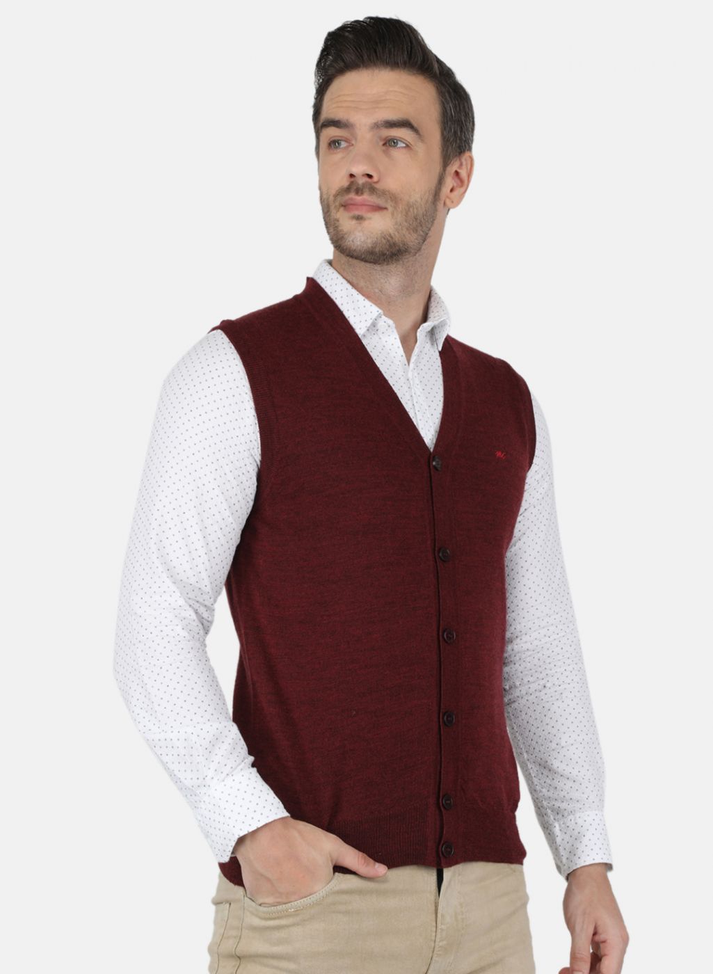 Men Purple Solid Cardigan