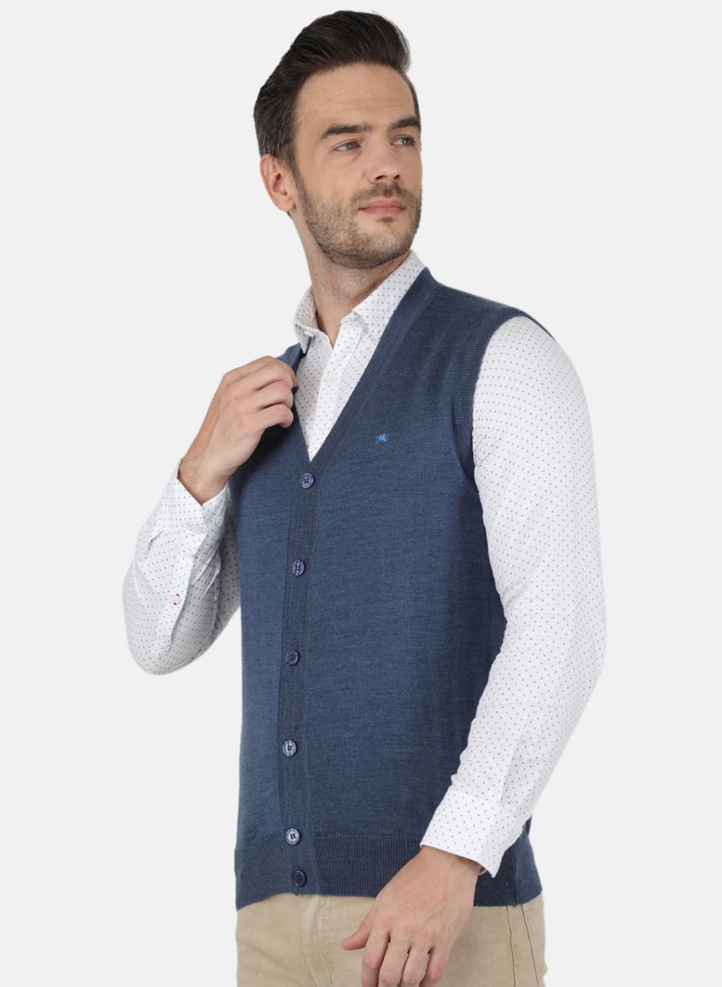 Men Grey Solid Cardigan