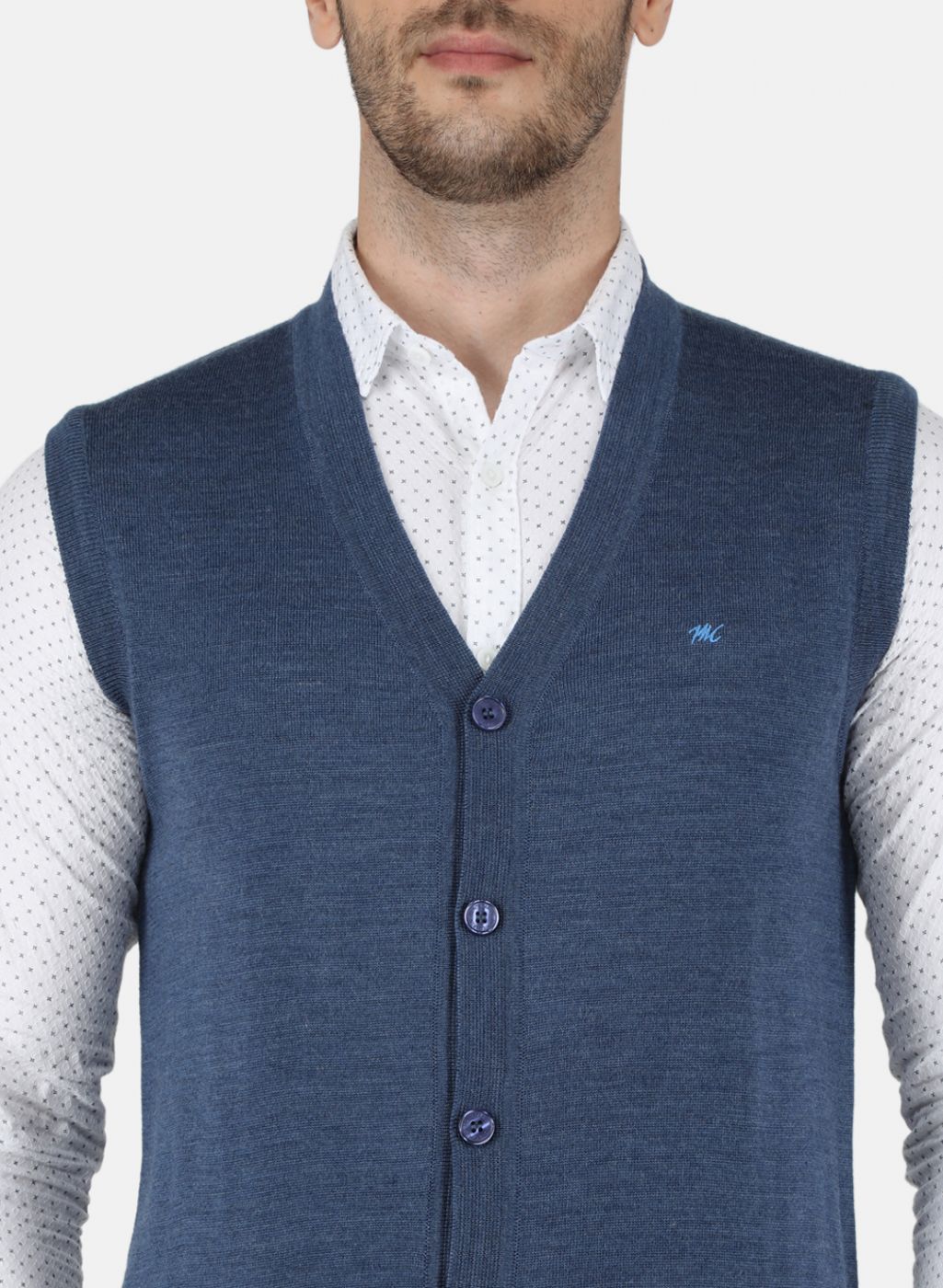 Men Grey Solid Cardigan