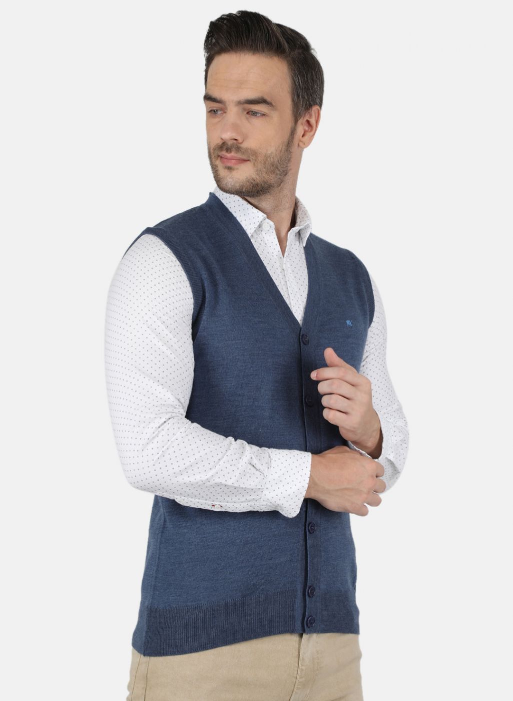 Men Grey Solid Cardigan