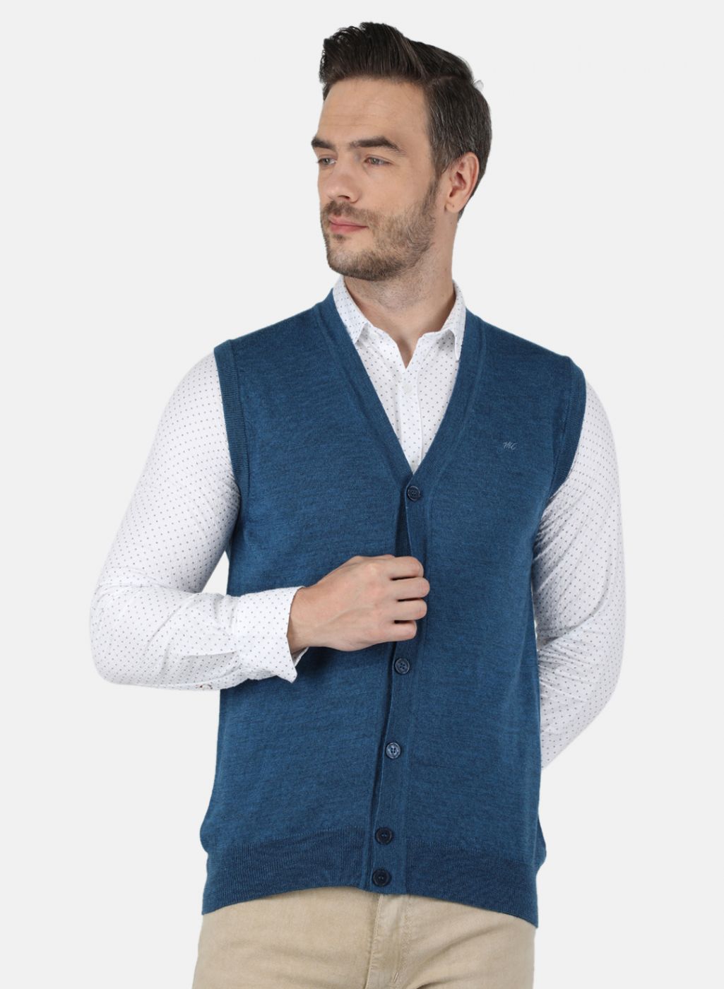 Men Blue Solid Cardigan