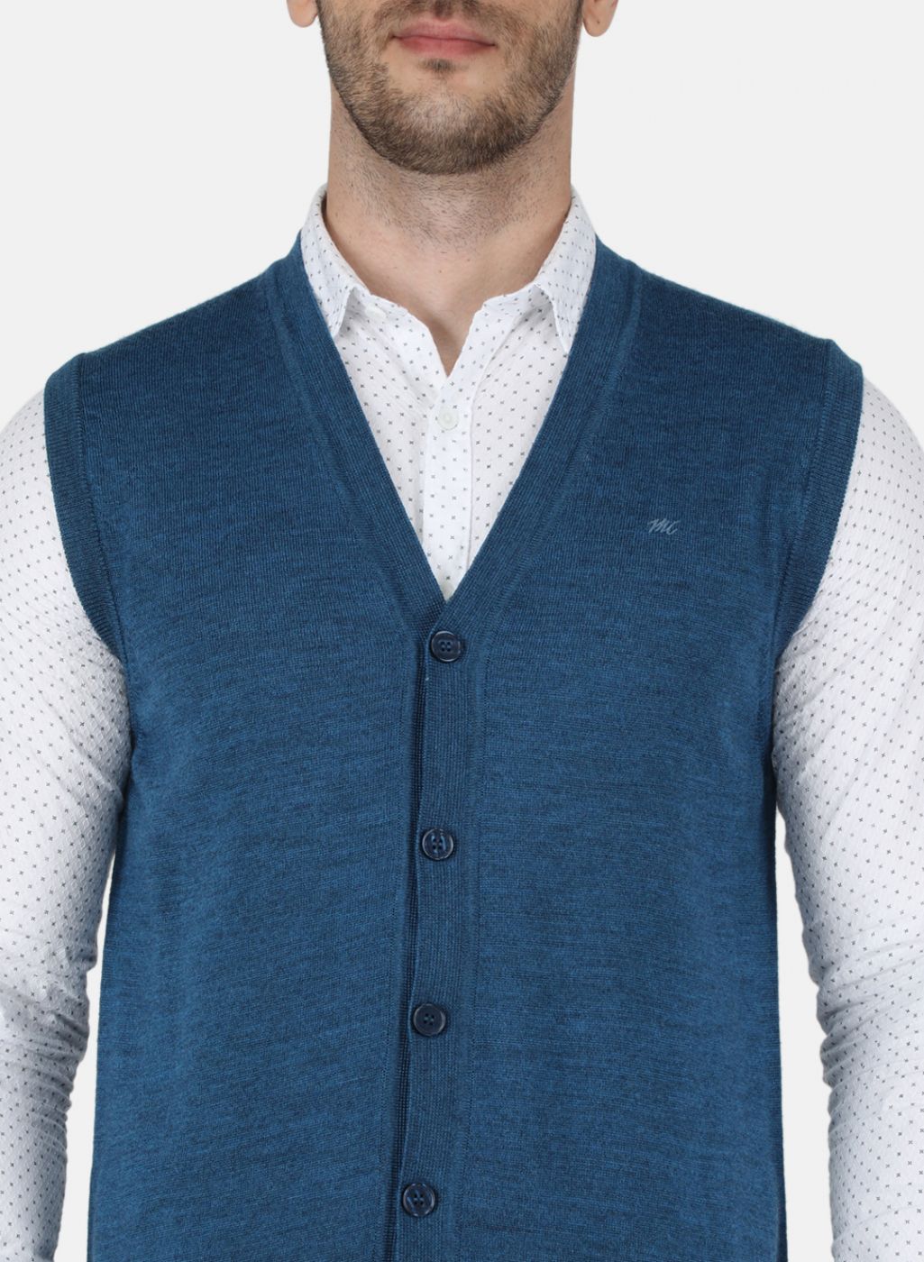 Men Blue Solid Cardigan