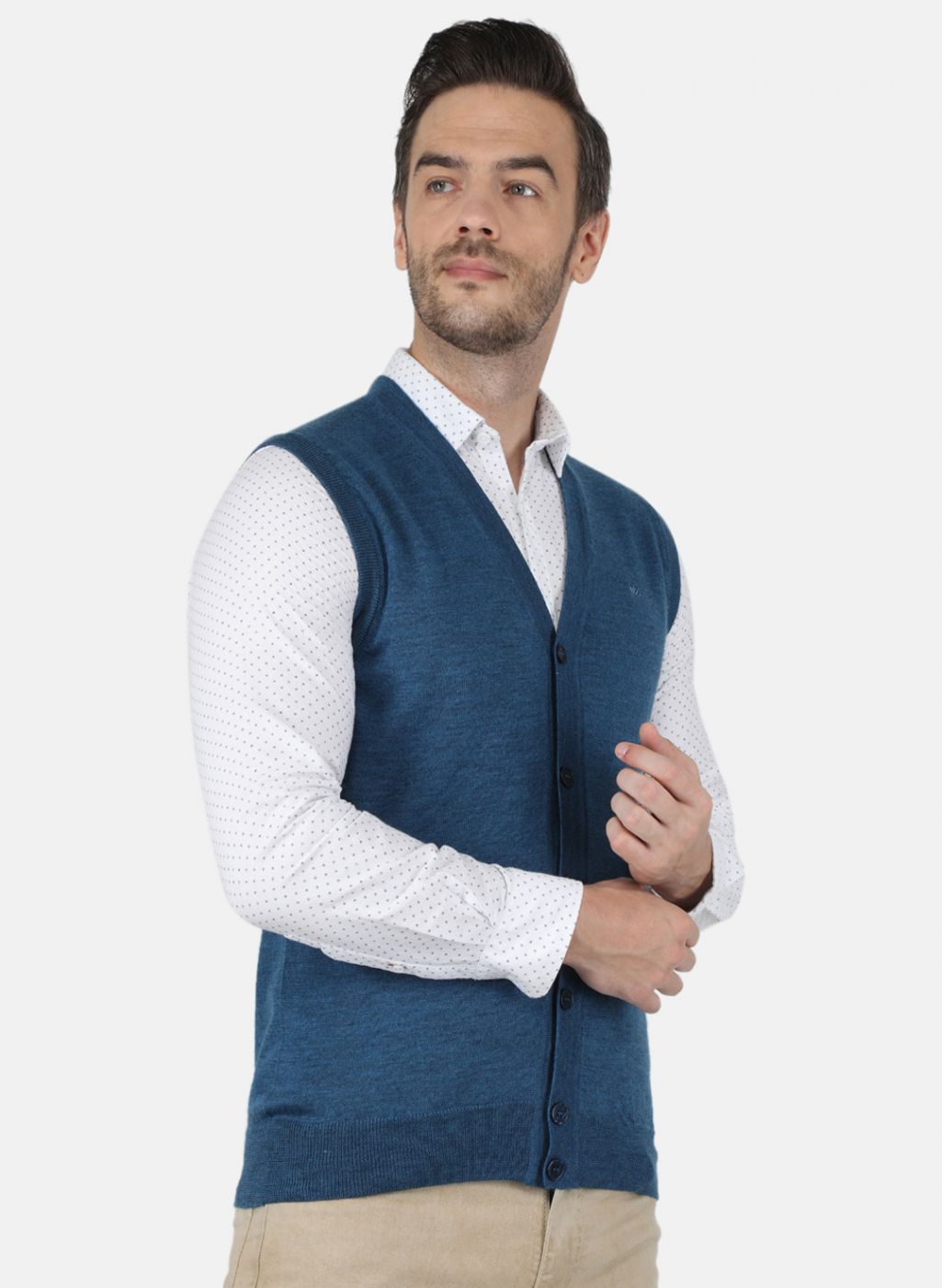 Men Blue Solid Cardigan