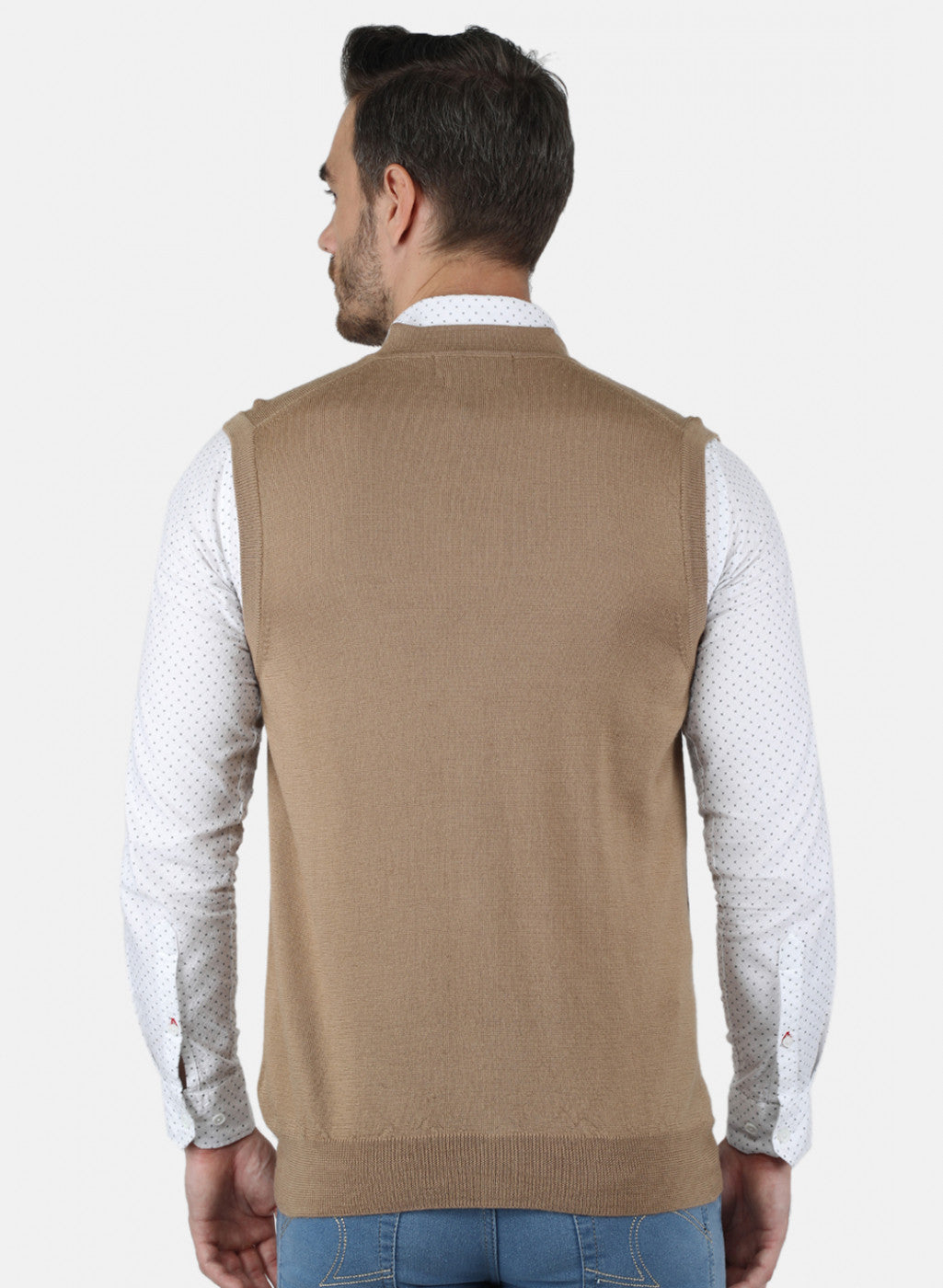 Men Beige Solid Cardigan