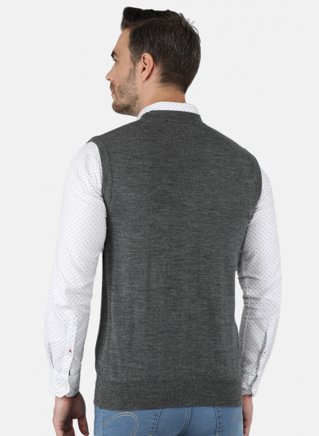 Men Grey Solid Cardigan