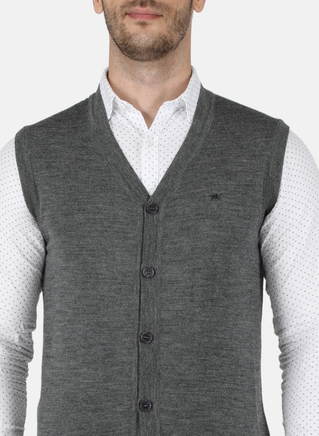 Men Grey Solid Cardigan