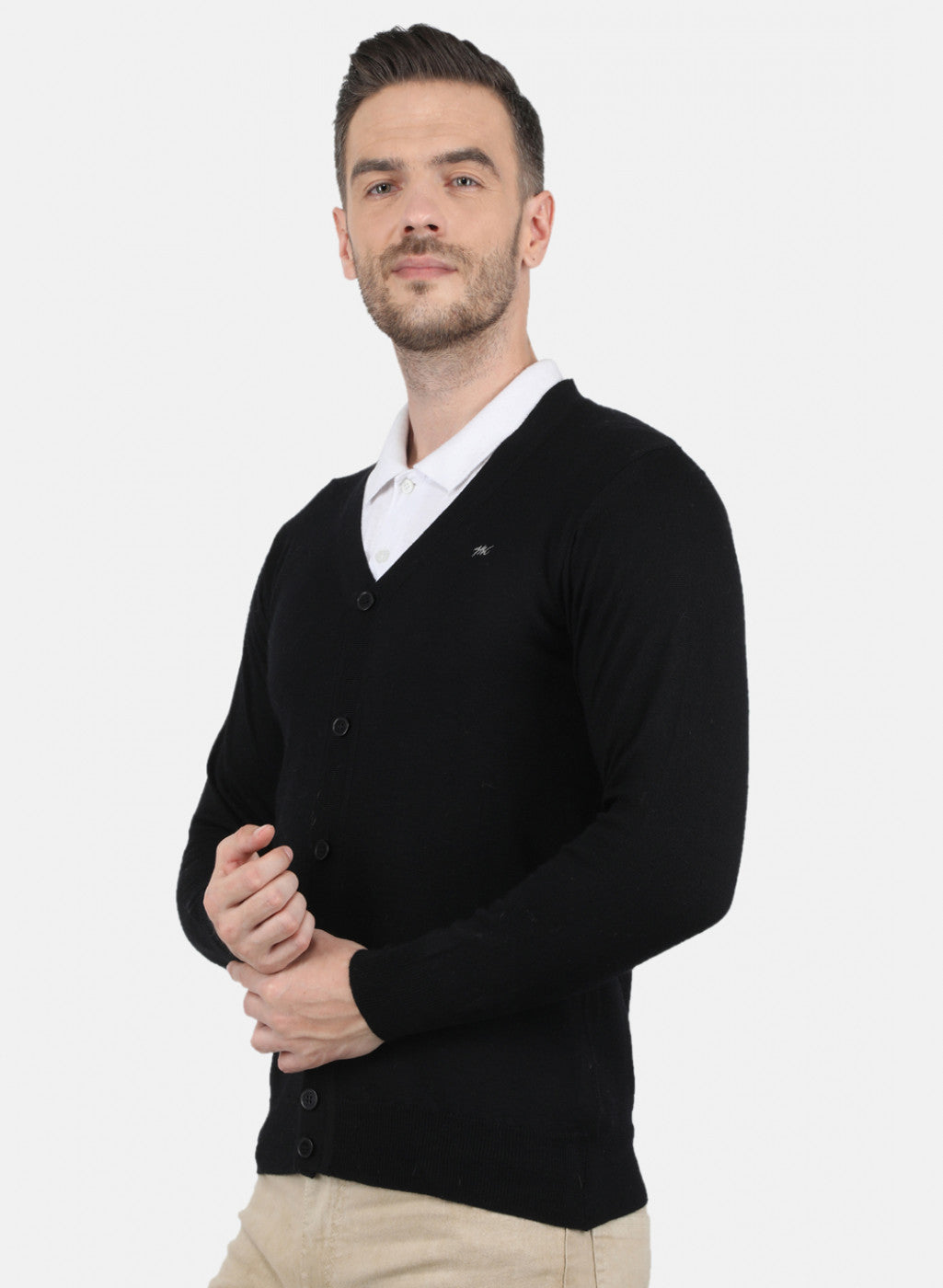 Men Black Solid Cardigan