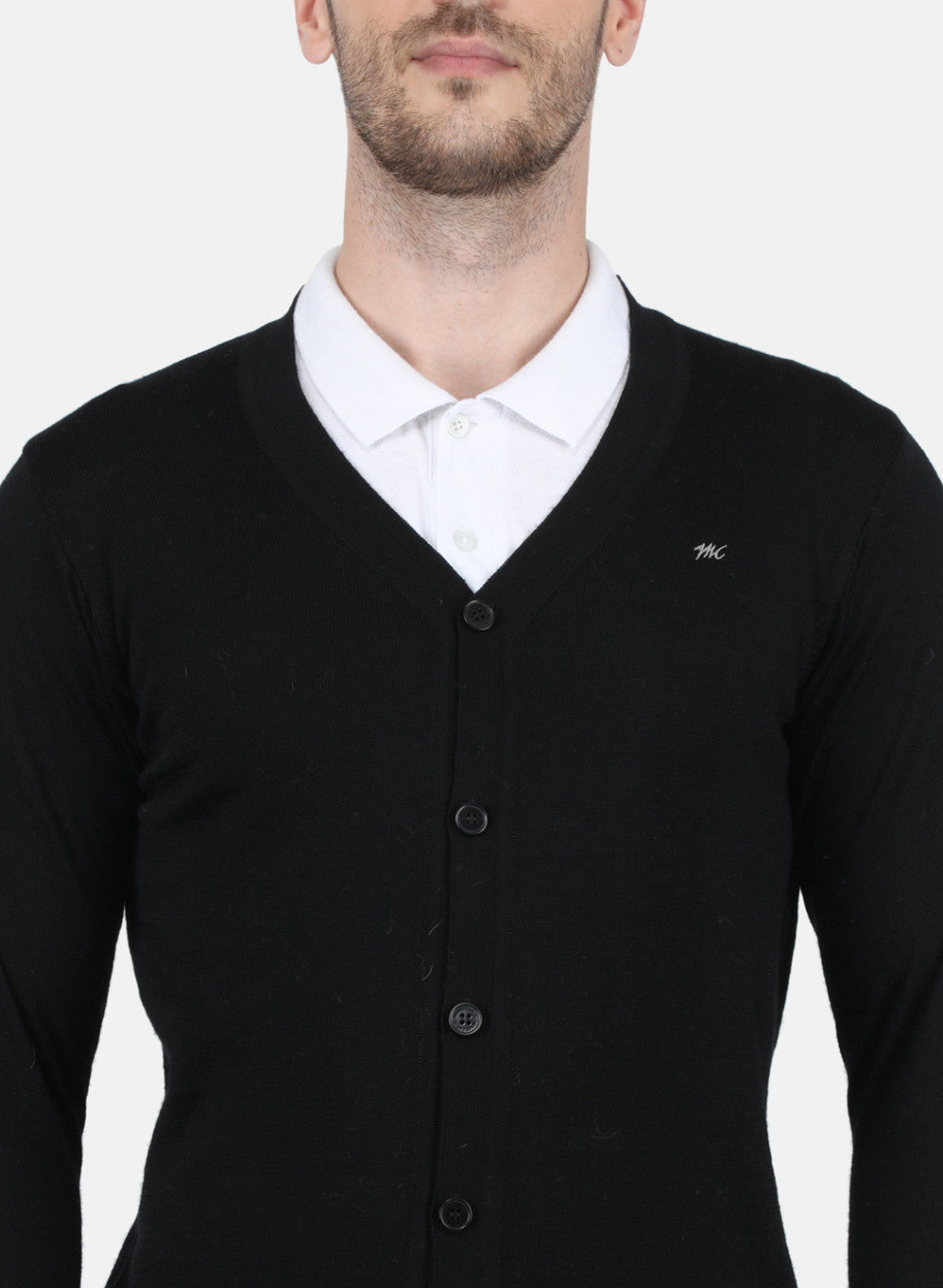 Men Black Solid Cardigan