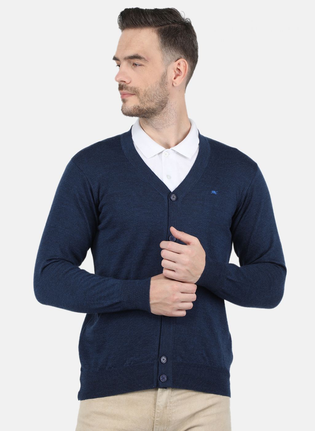 Men NAvy Blue Solid Cardigan