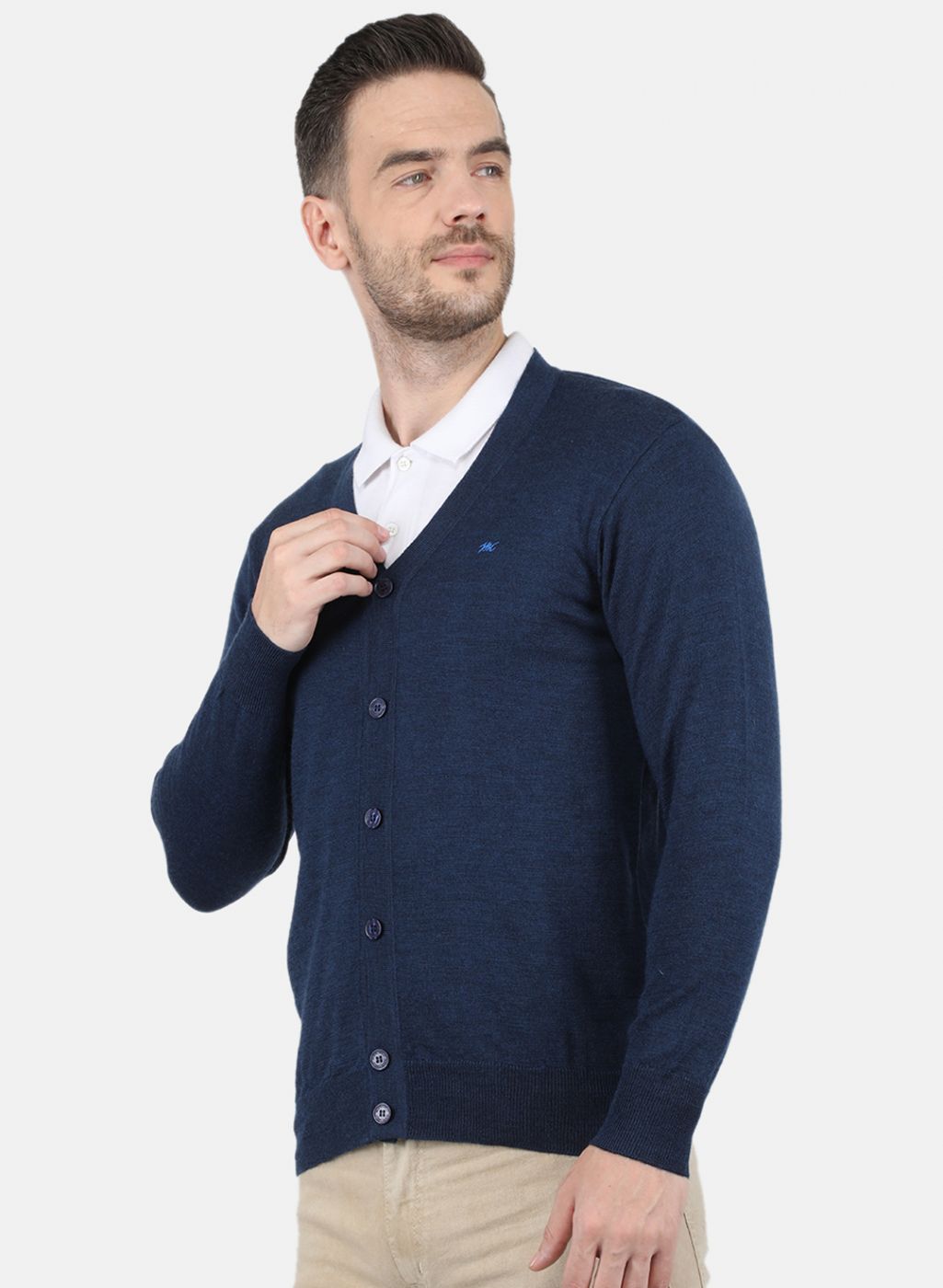 Men NAvy Blue Solid Cardigan