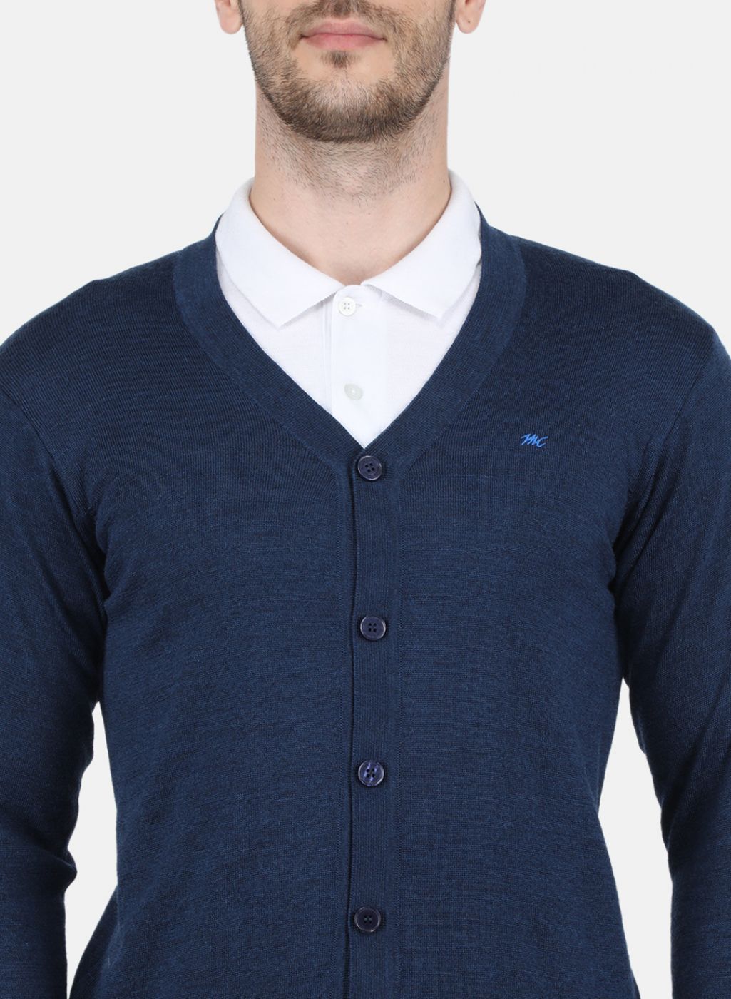 Men NAvy Blue Solid Cardigan