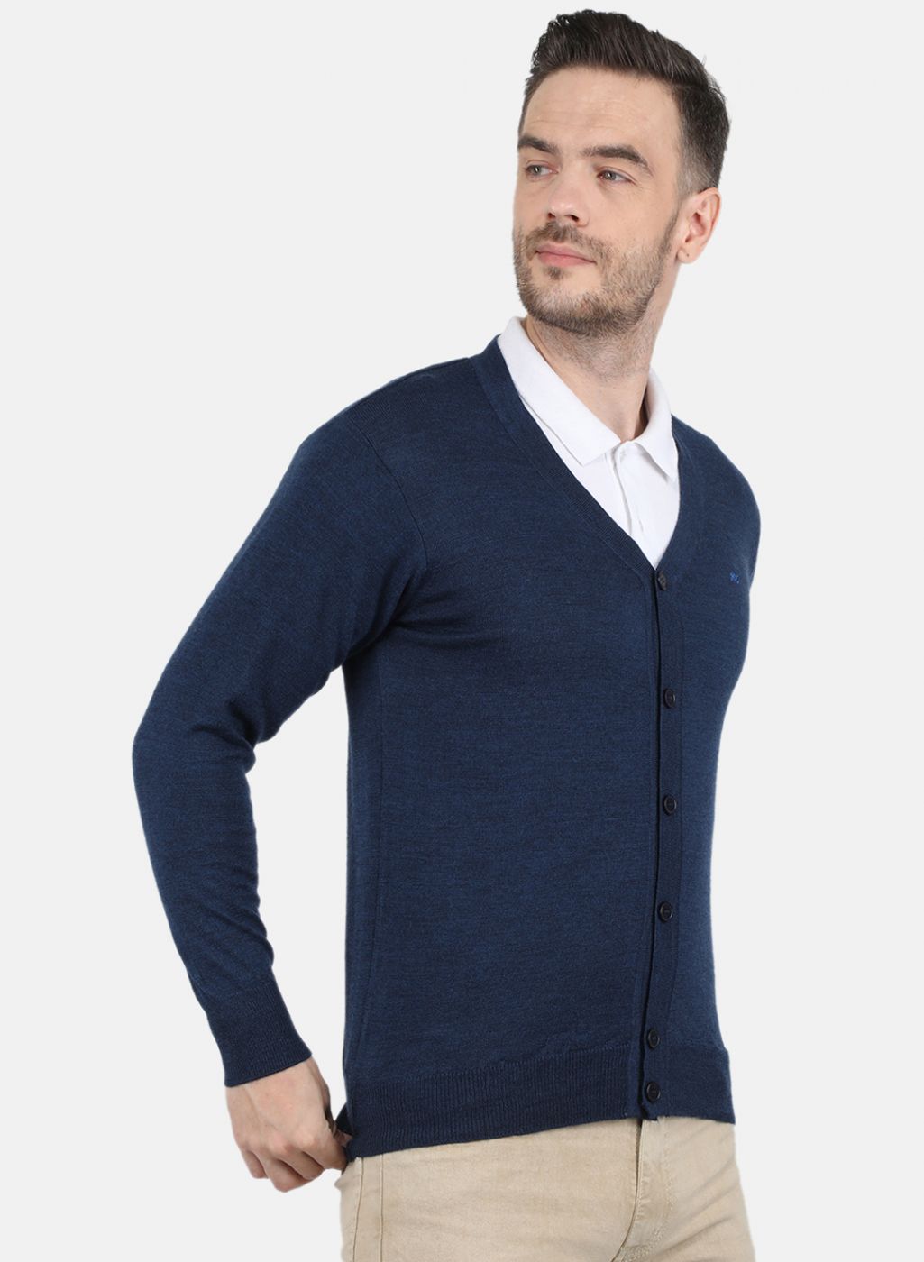 Men NAvy Blue Solid Cardigan