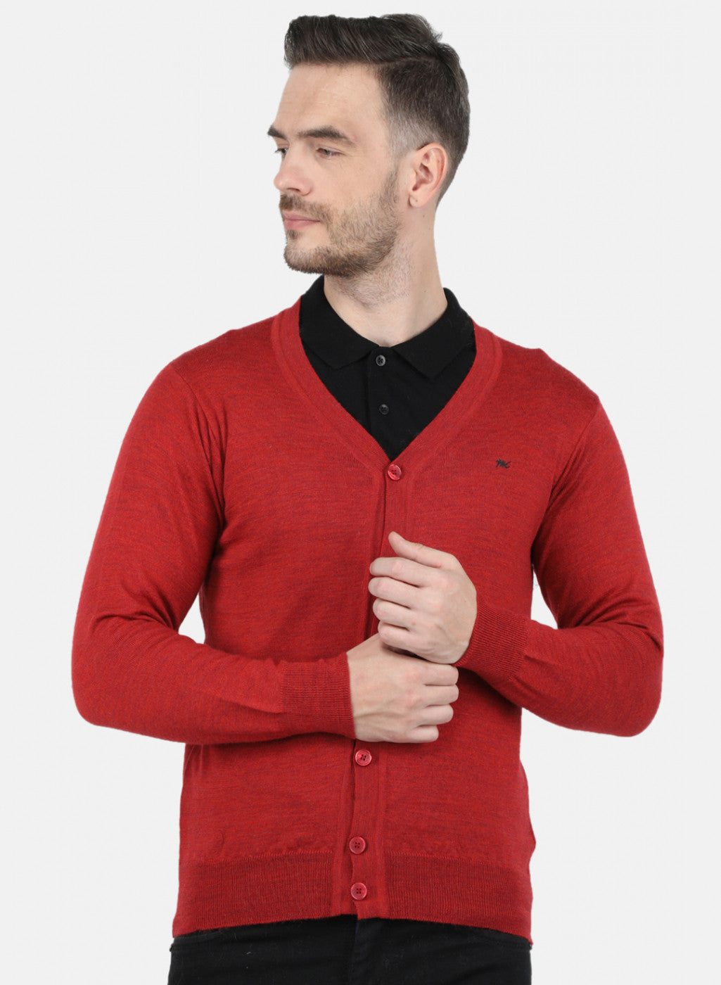 Buy Men Red Solid Cardigan Online in India Monte Carlo