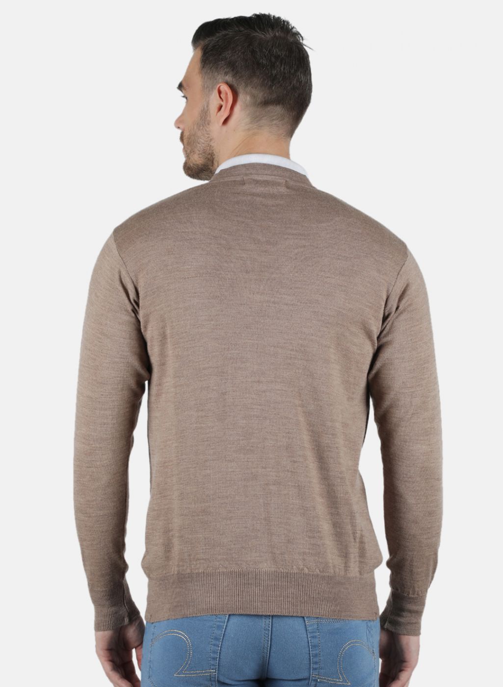 Men Beige Solid Cardigan