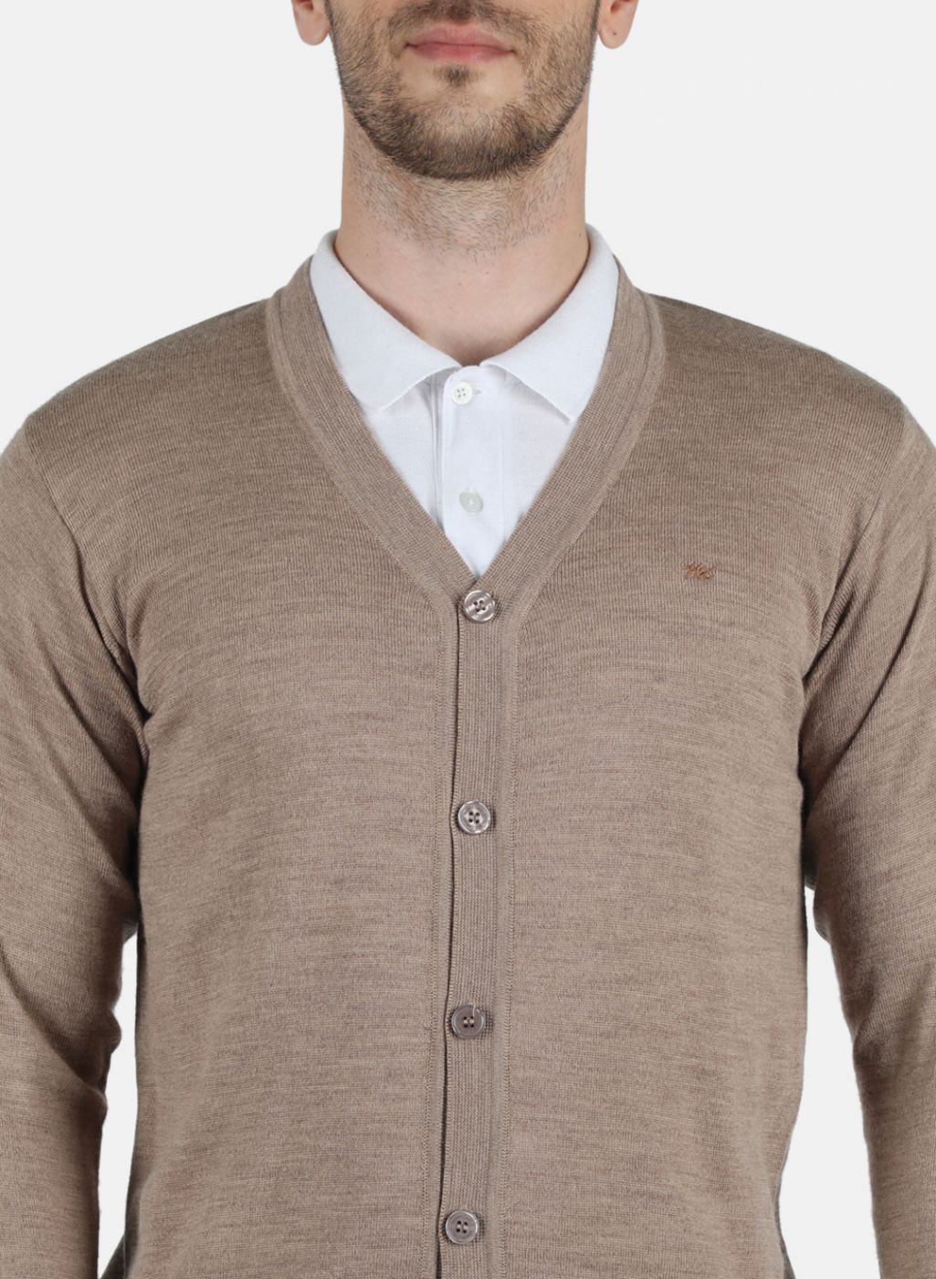 Men Beige Solid Cardigan