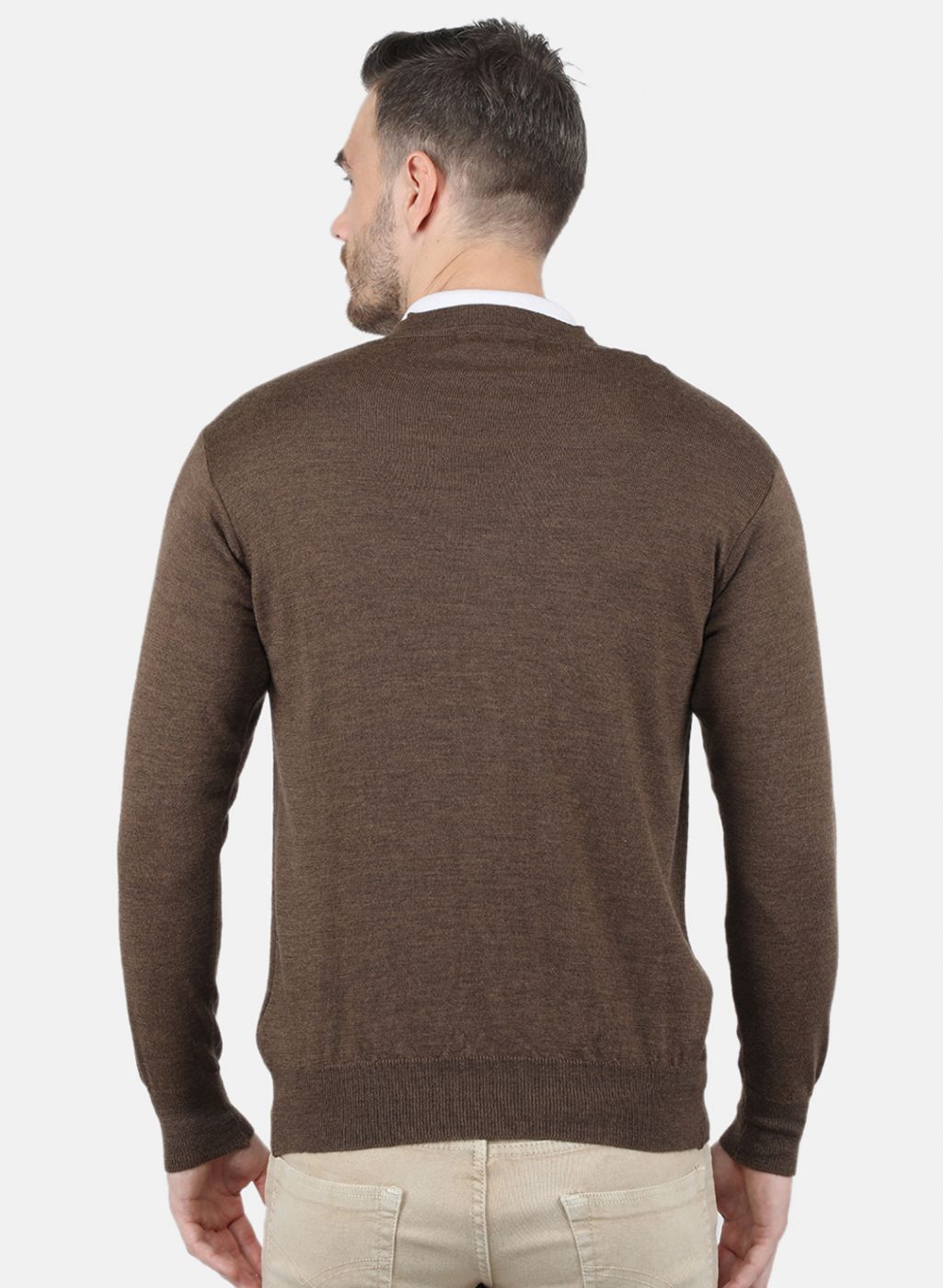 Men Brown Solid Cardigan