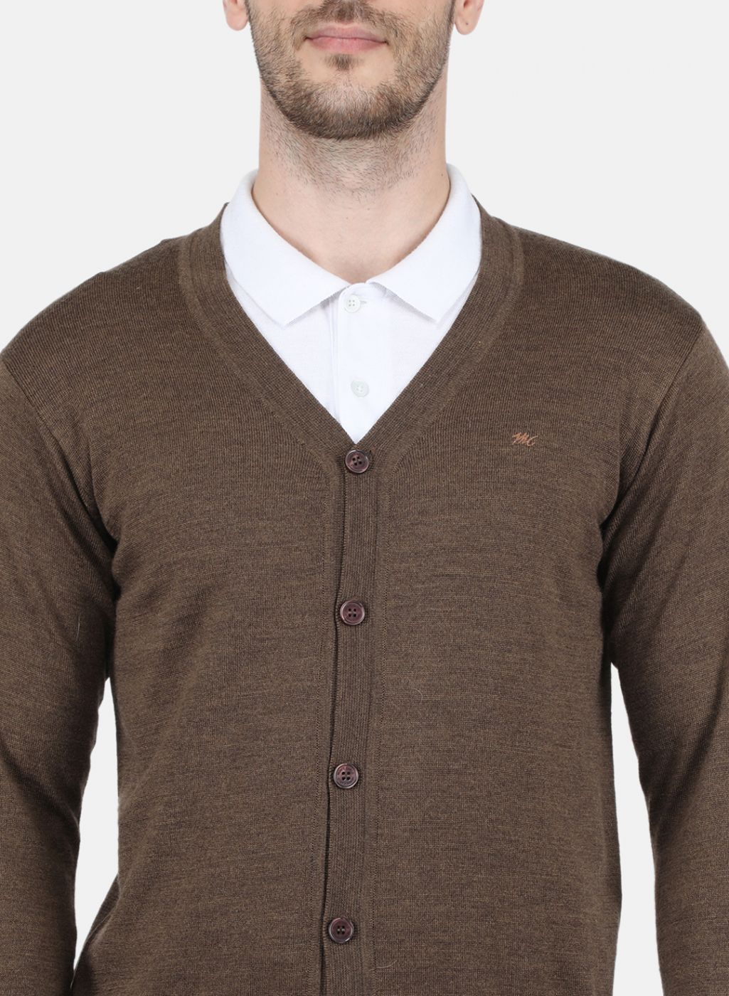 Men Brown Solid Cardigan