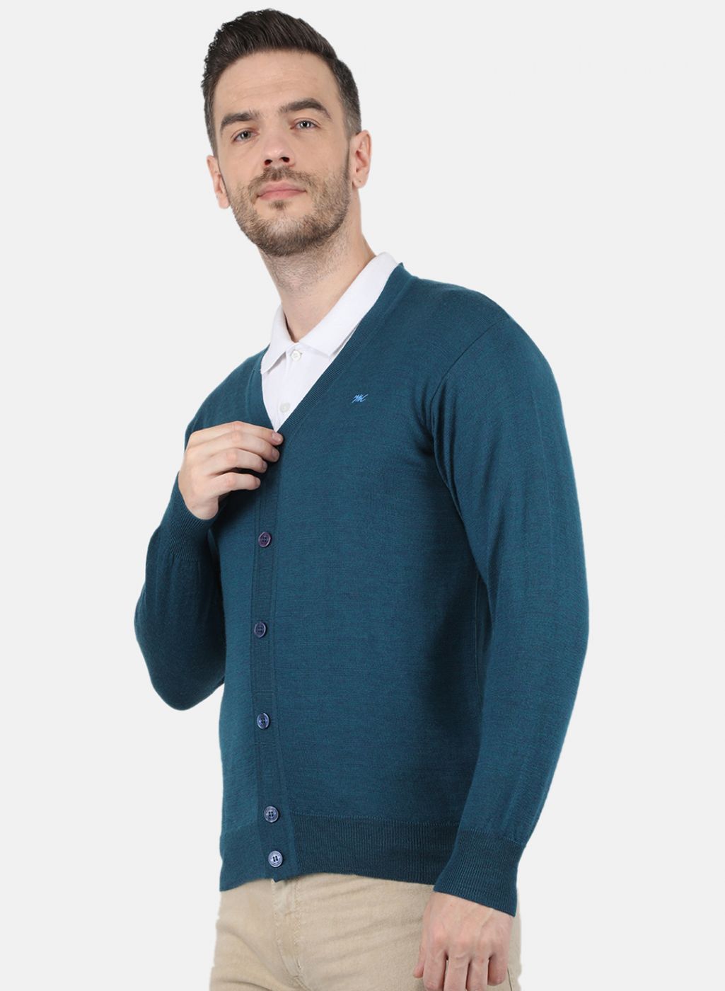 Men Blue Solid Cardigan