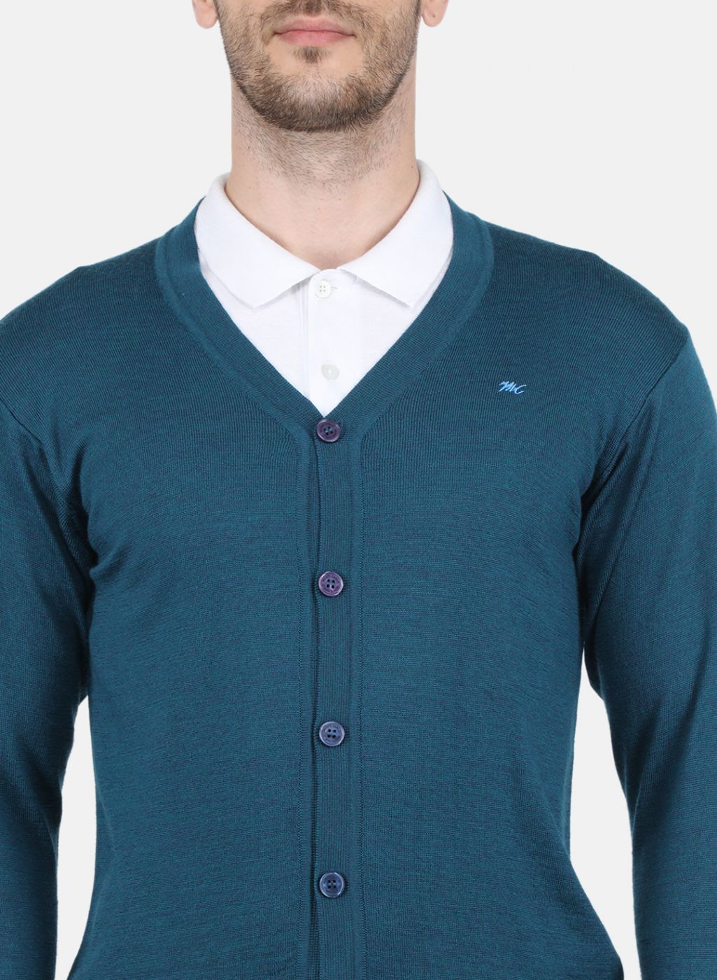 Men Blue Solid Cardigan