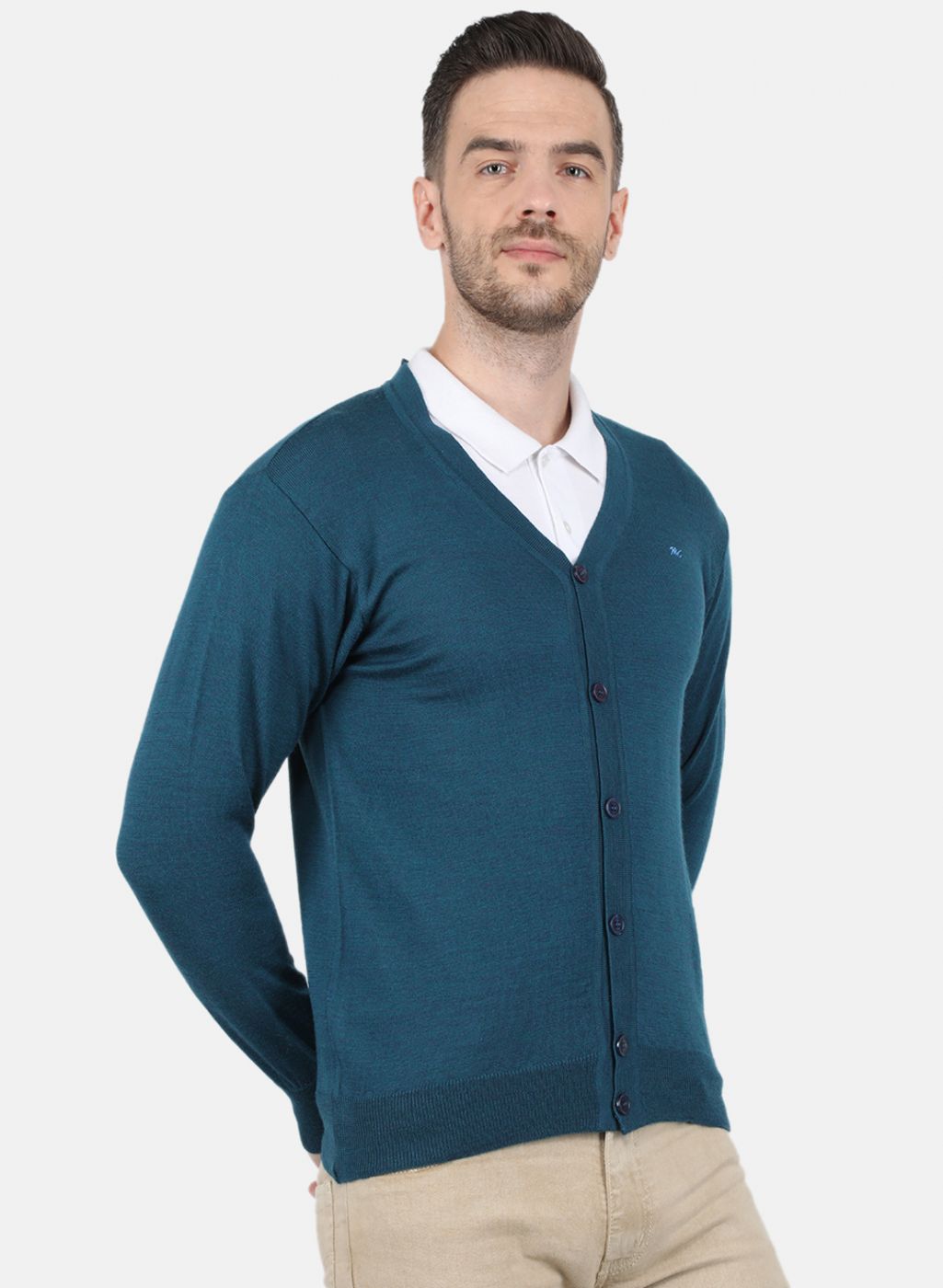 Men Blue Solid Cardigan