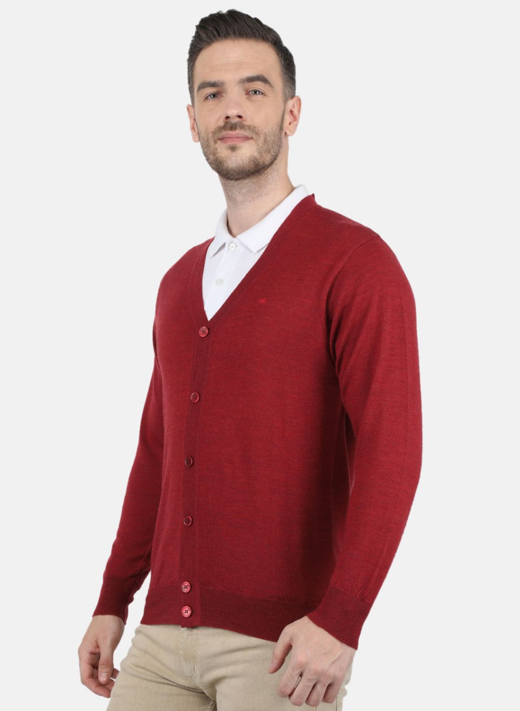 Men Maroon Solid Cardigan