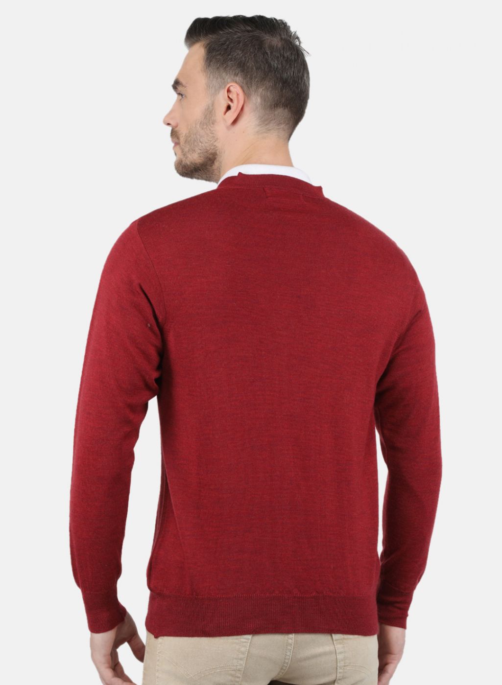 Men Maroon Solid Cardigan